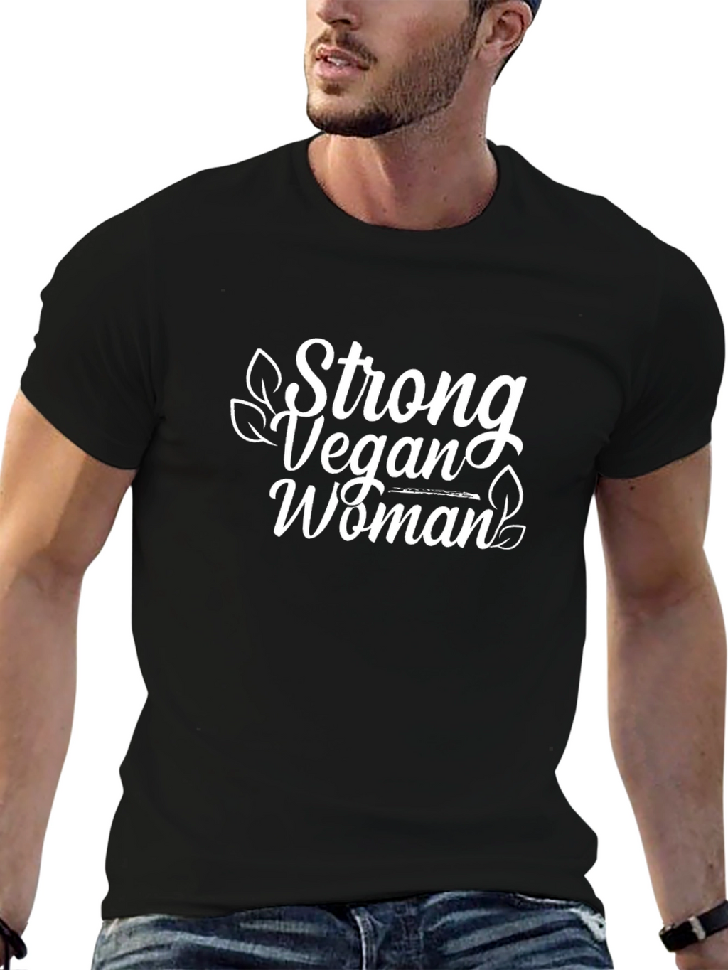 Strong Vegan Woman Black T-Shirt