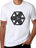 Geometric Triangle Pattern Black T-Shirt
