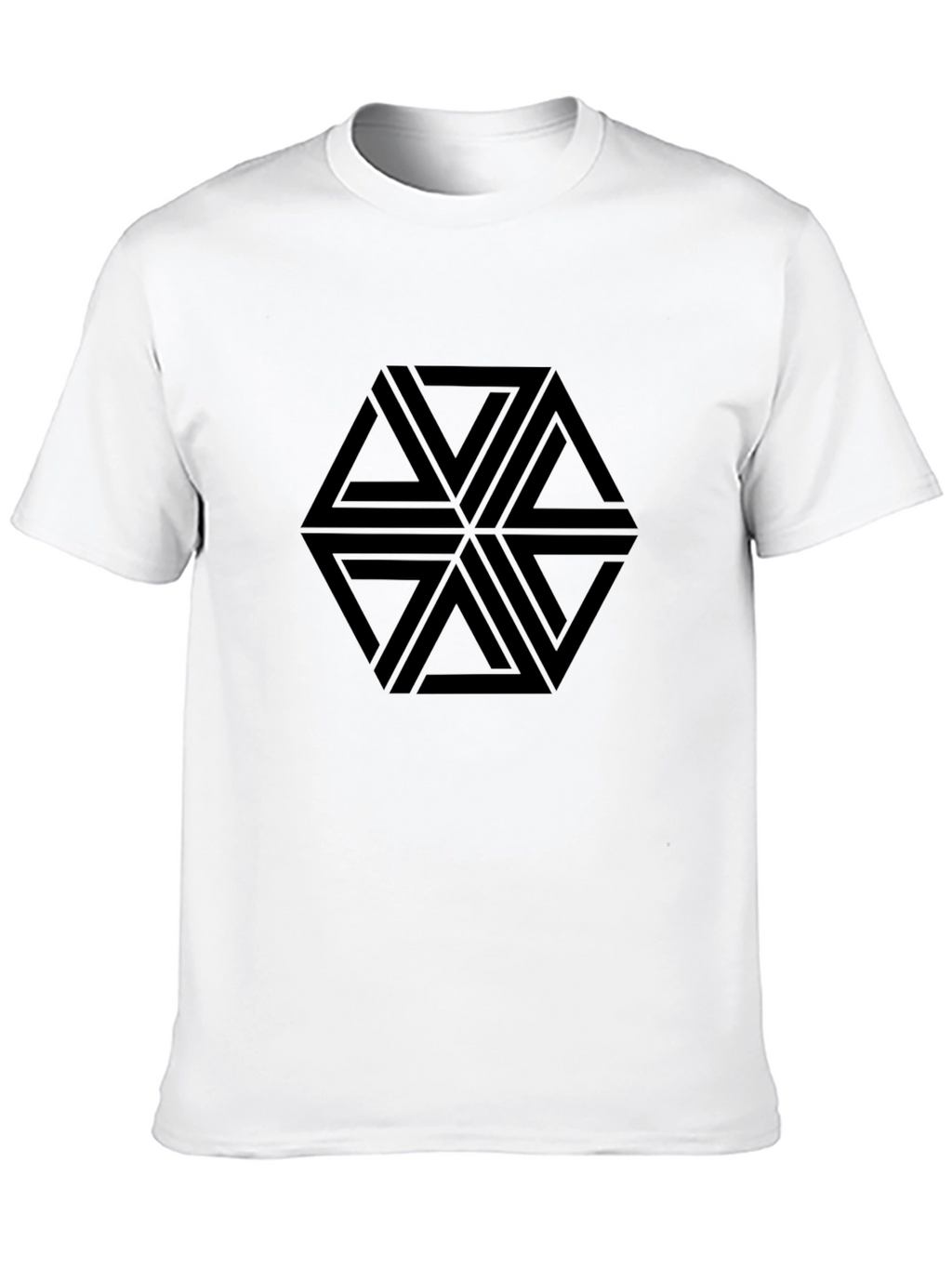 Geometric Triangle Pattern Black T-Shirt