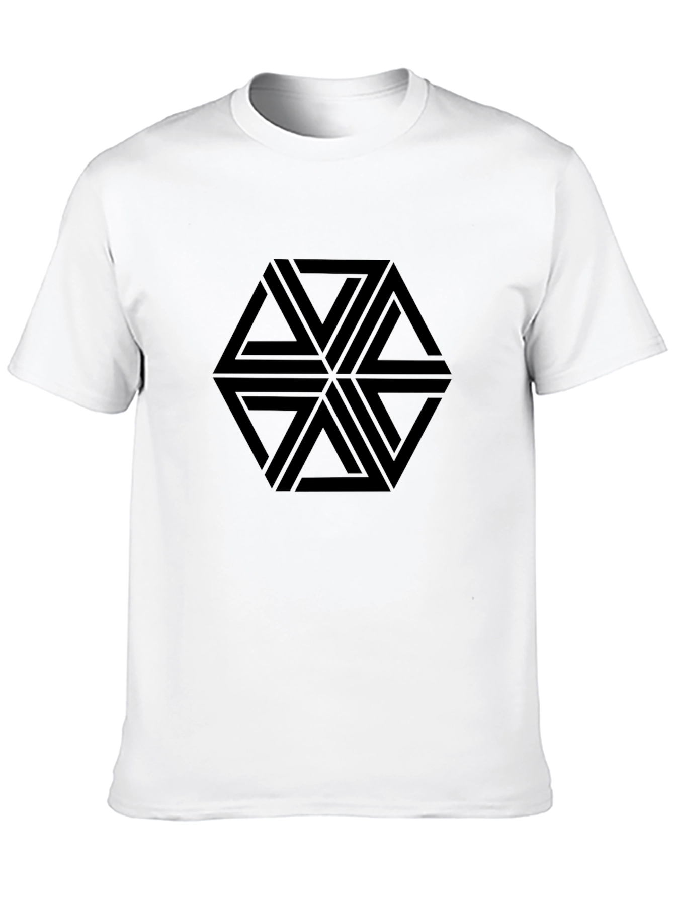 Geometric Triangle Pattern Black T-Shirt