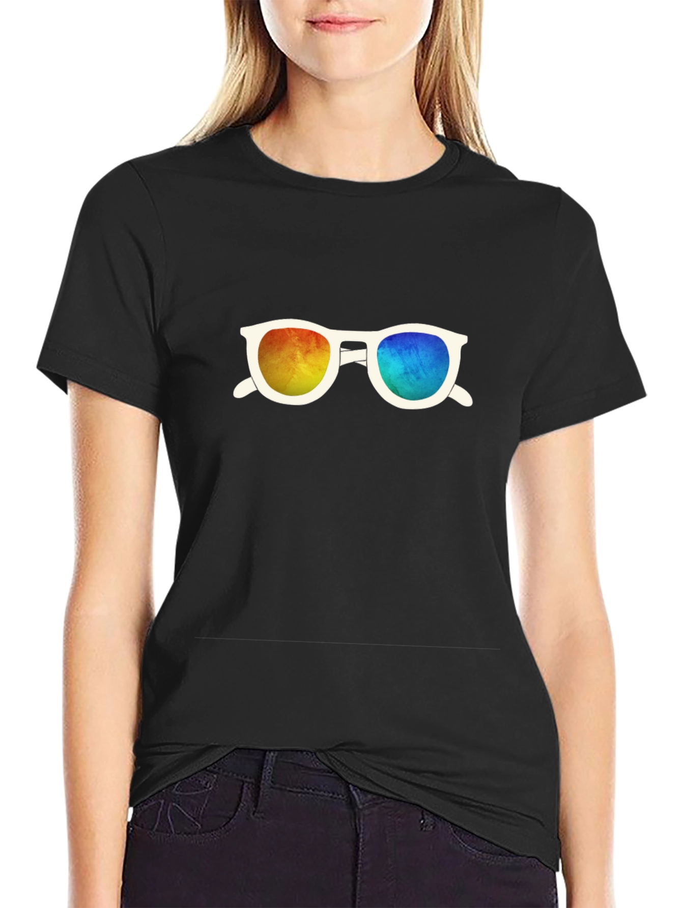 Retro Sunglasses Graphic Black T-Shirt