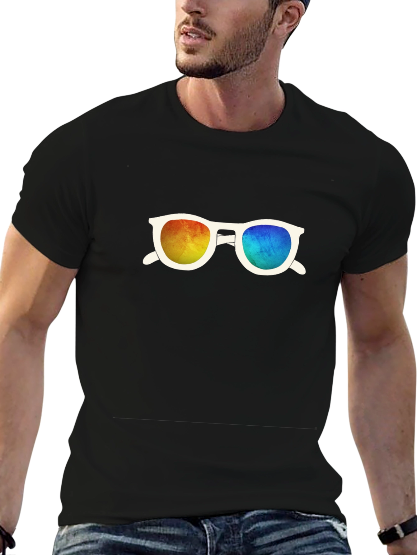 Retro Sunglasses Graphic Black T-Shirt