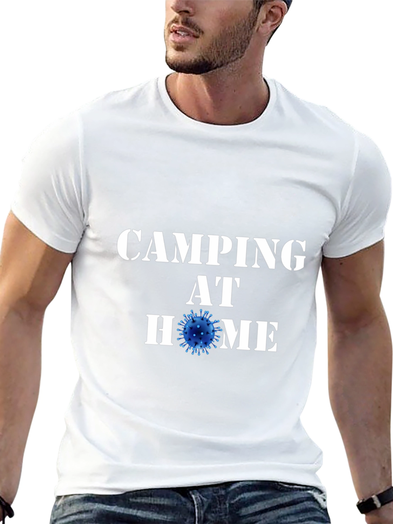 Camping at Home Black T-Shirt Novelty Graphic Tee