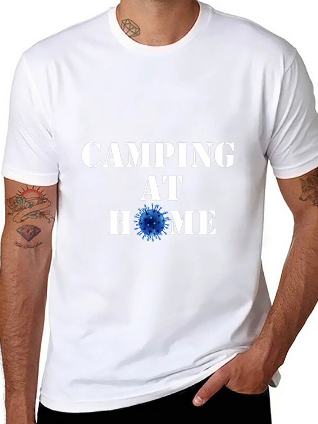 Camping at Home Black T-Shirt Novelty Graphic Tee