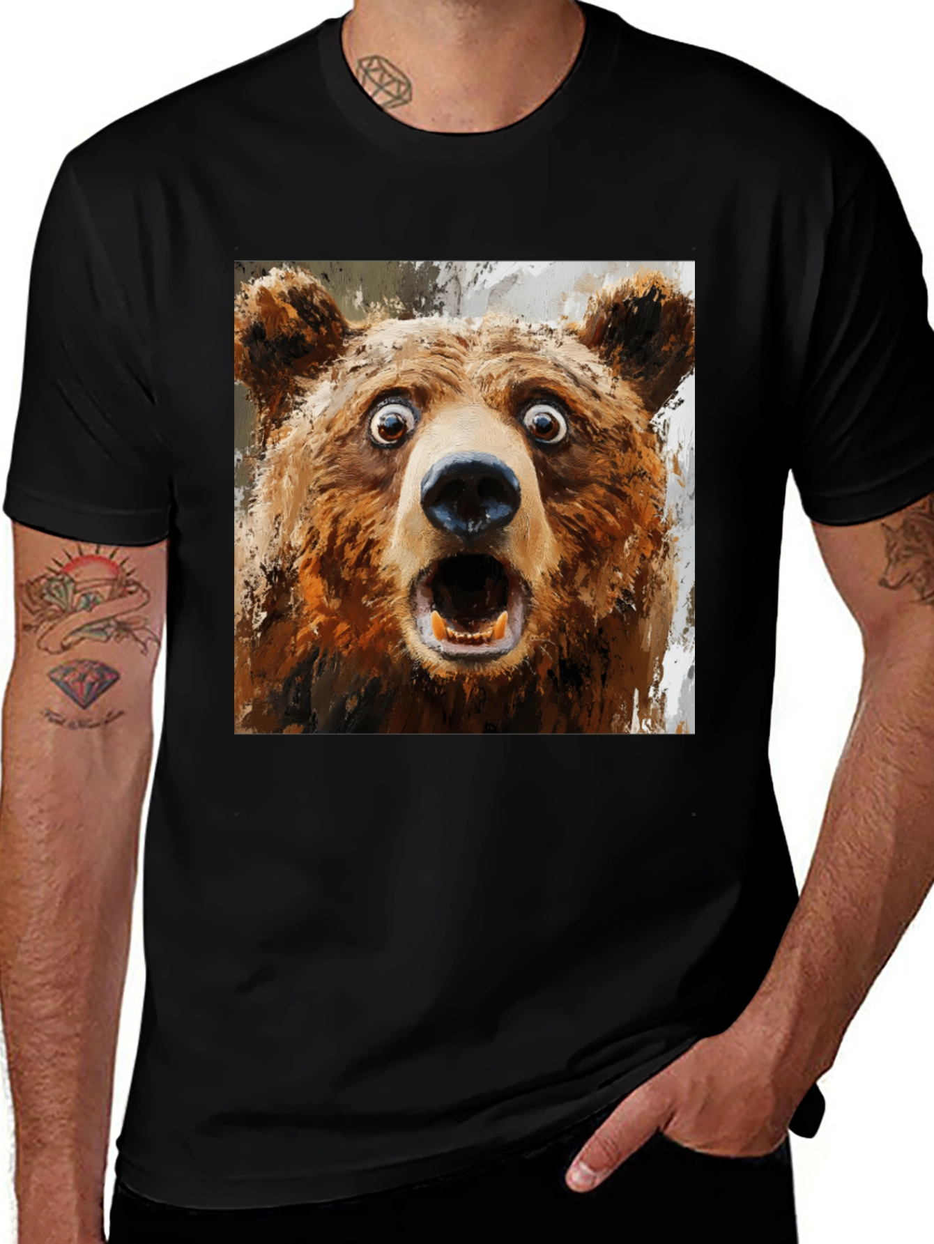 Surprised Bear Graphic T-Shirt