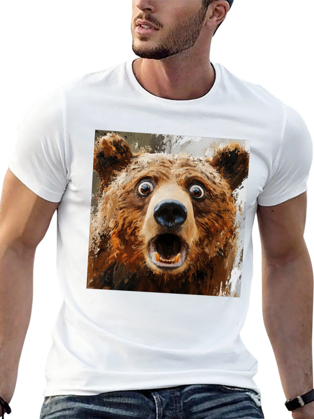 Surprised Bear Graphic T-Shirt