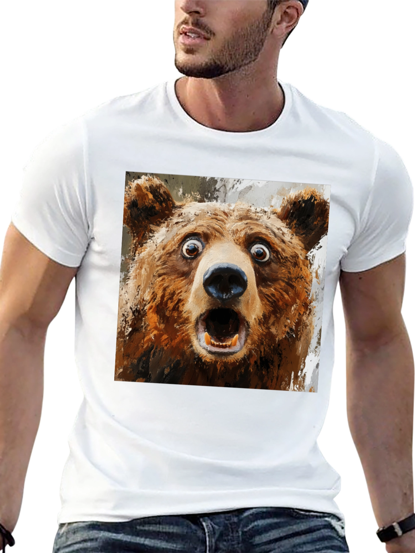 Surprised Bear Graphic T-Shirt