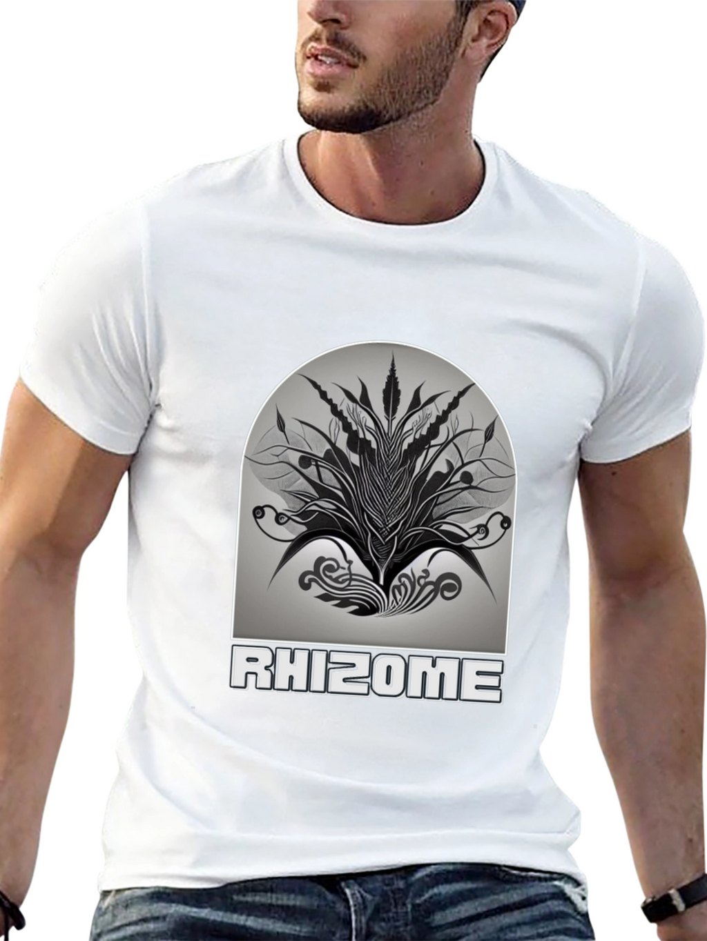 Rhizome Graphic Print T-Shirt - Stylish Black Tee