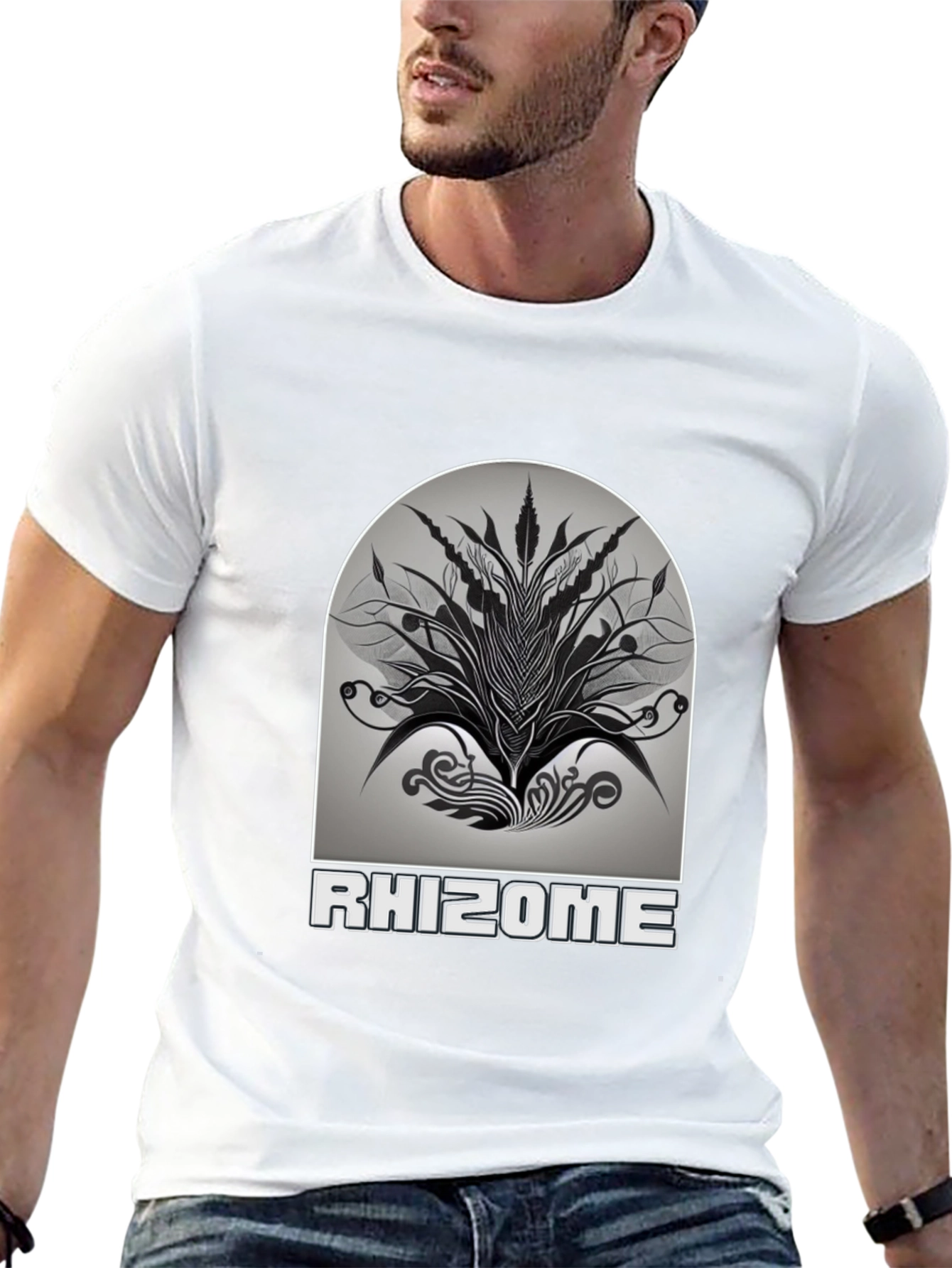 Rhizome Graphic Print T-Shirt - Stylish Black Tee