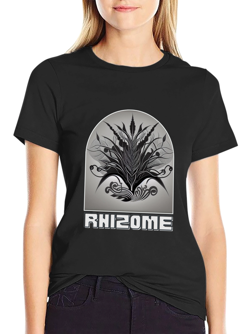 Rhizome Graphic Print T-Shirt - Stylish Black Tee