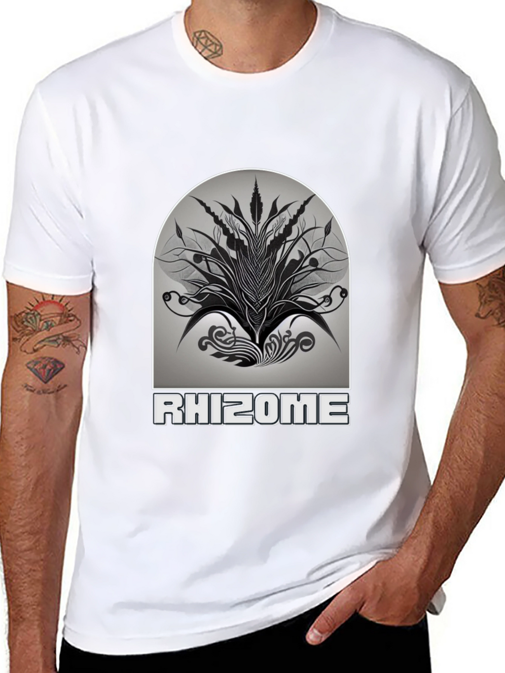 Rhizome Graphic Print T-Shirt - Stylish Black Tee