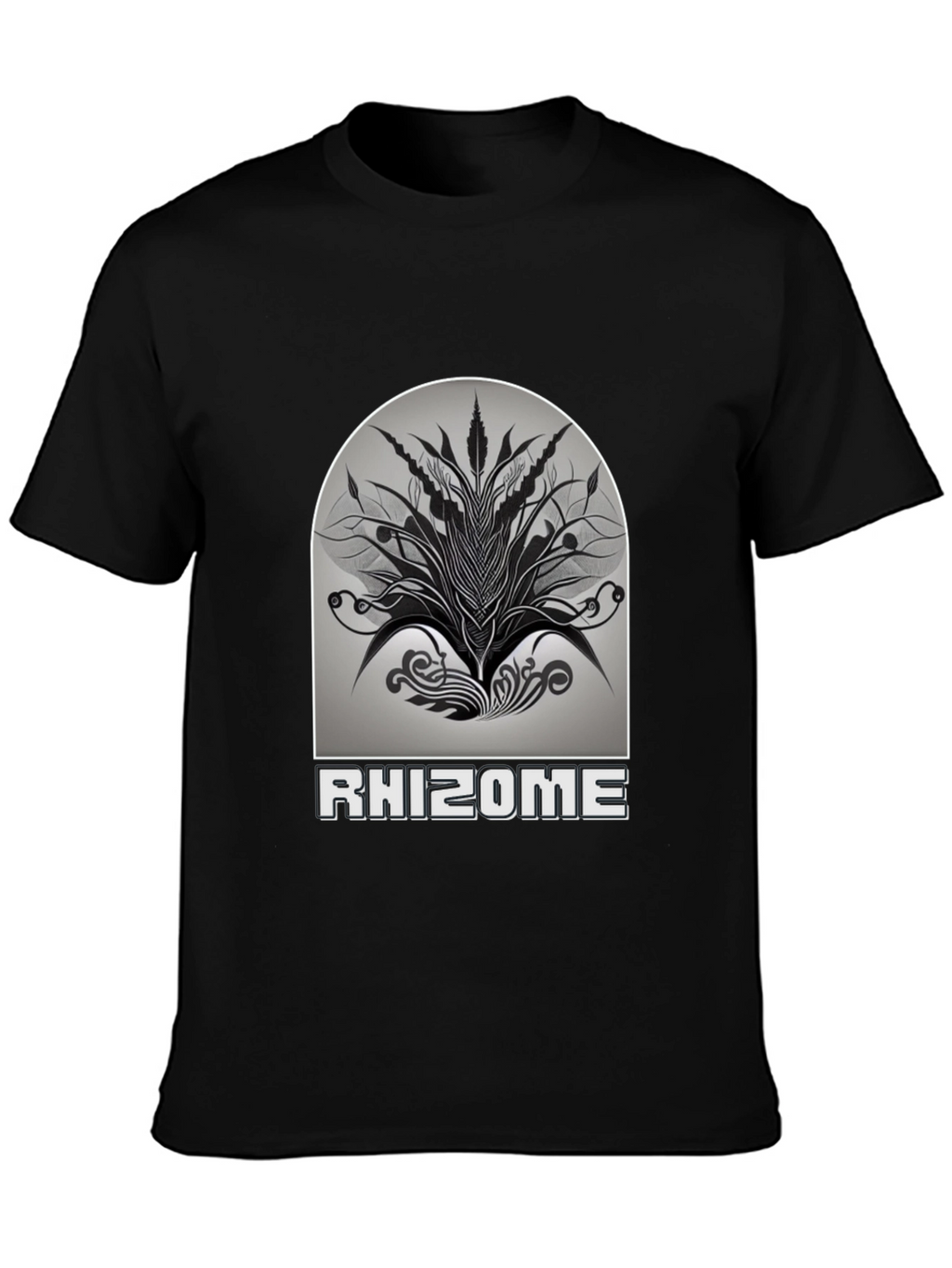 Rhizome Graphic Print T-Shirt - Stylish Black Tee