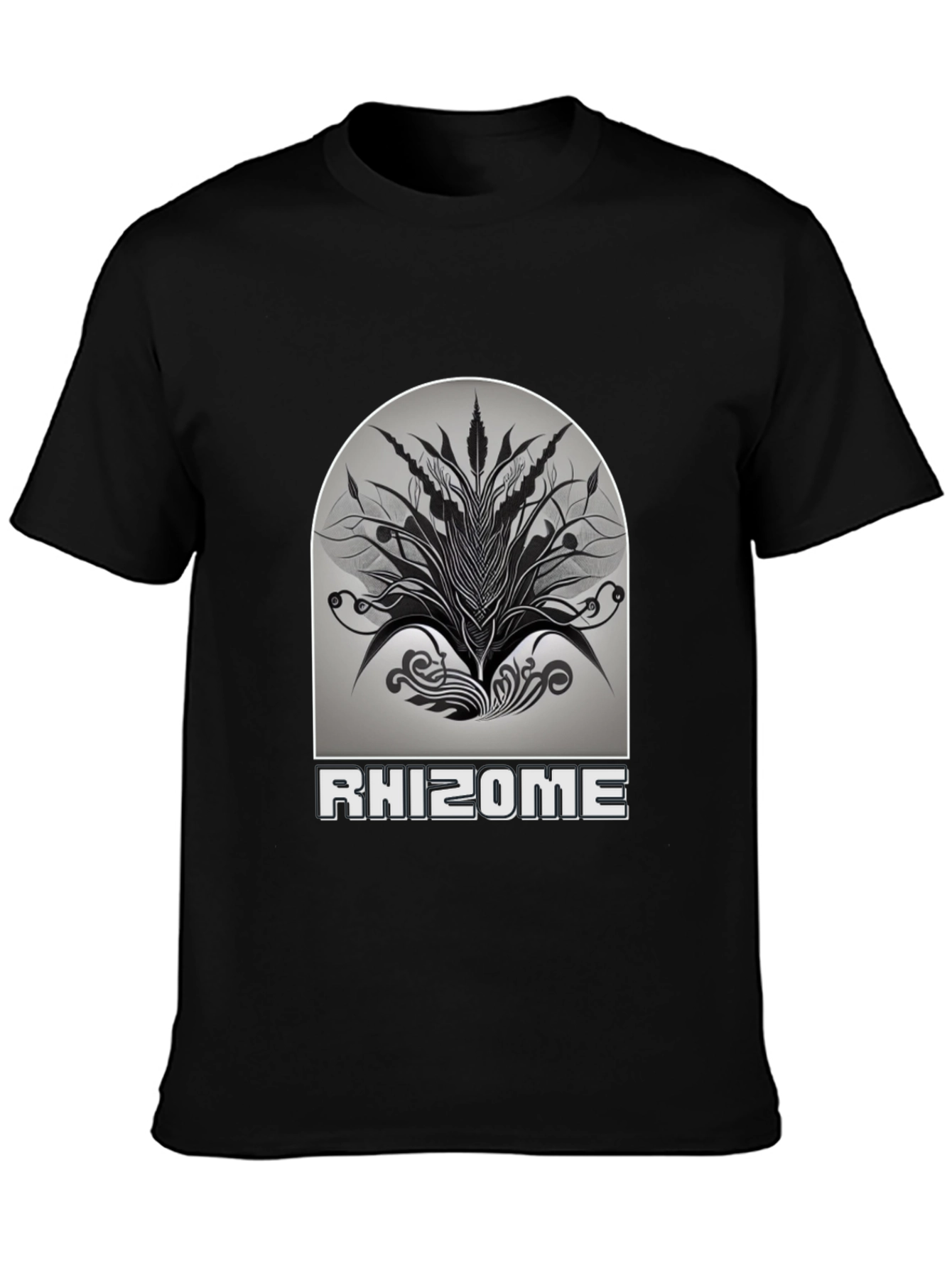 Rhizome Graphic Print T-Shirt - Stylish Black Tee