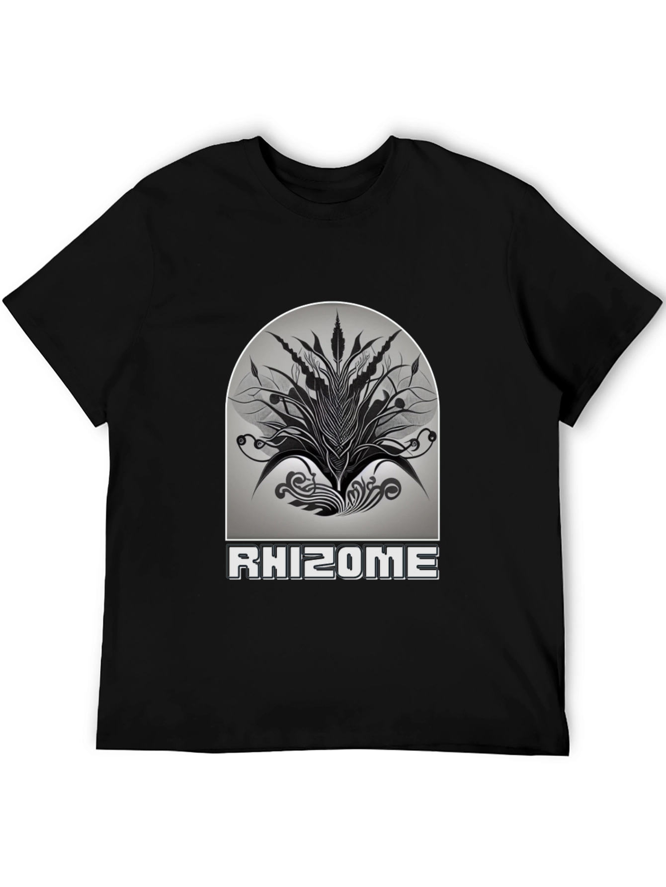 Rhizome Graphic Print T-Shirt - Stylish Black Tee