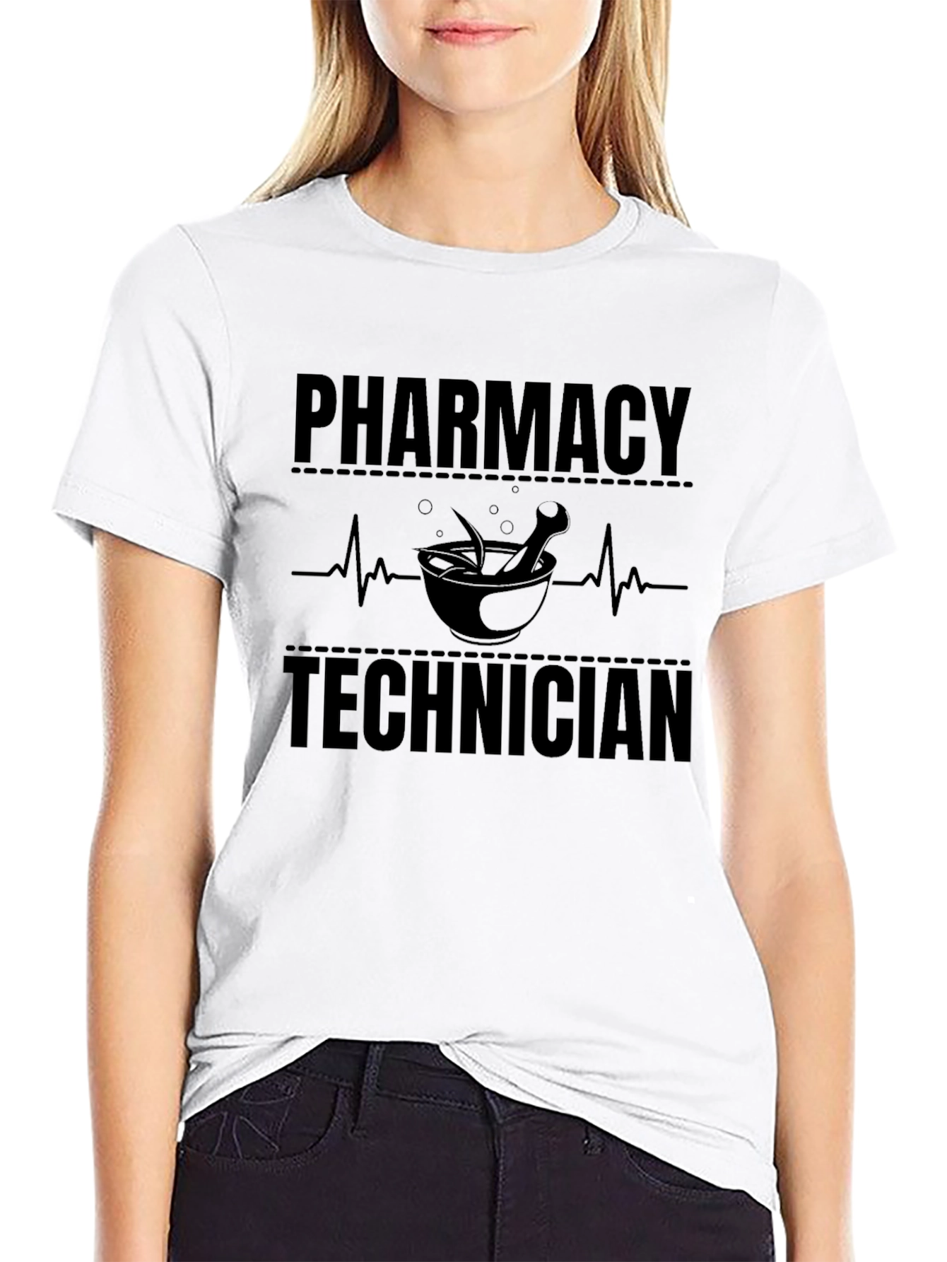 Pharmacy Technician T-Shirt - Black Crew Neck Tee