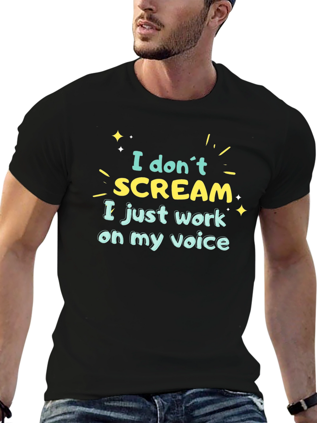 I Dont Scream Black Graphic T-Shirt