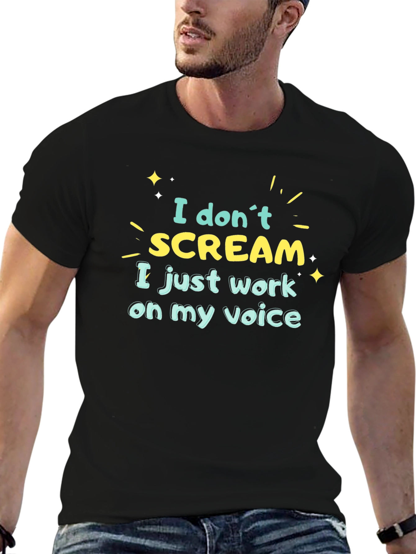 I Dont Scream Black Graphic T-Shirt