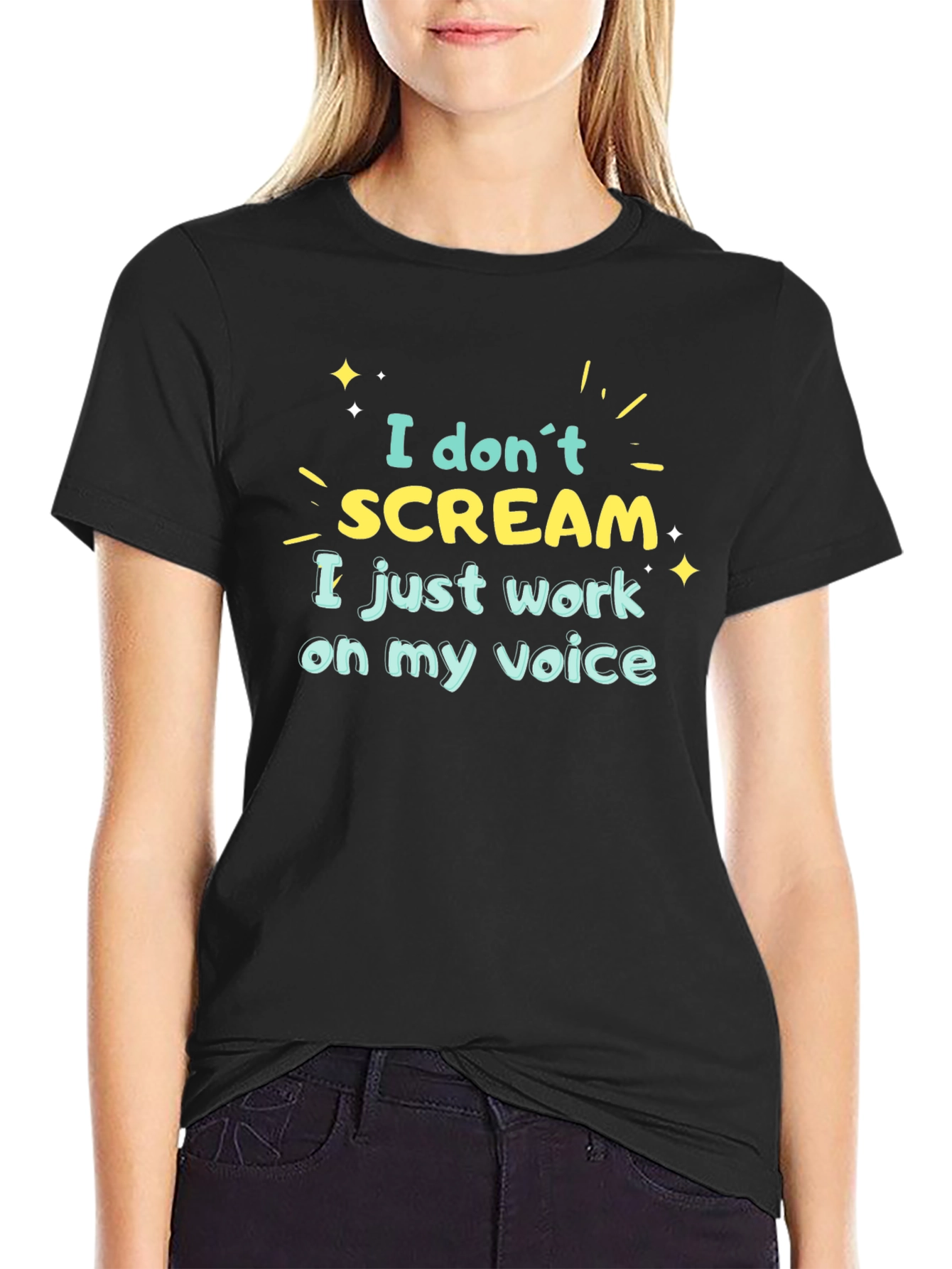 I Dont Scream Black Graphic T-Shirt