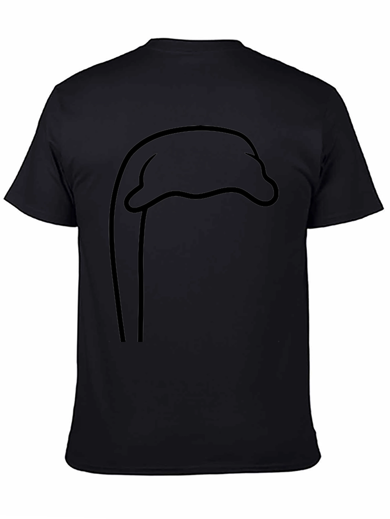 Minimalist Dolphin Outline T-Shirt - Unisex Black Tee