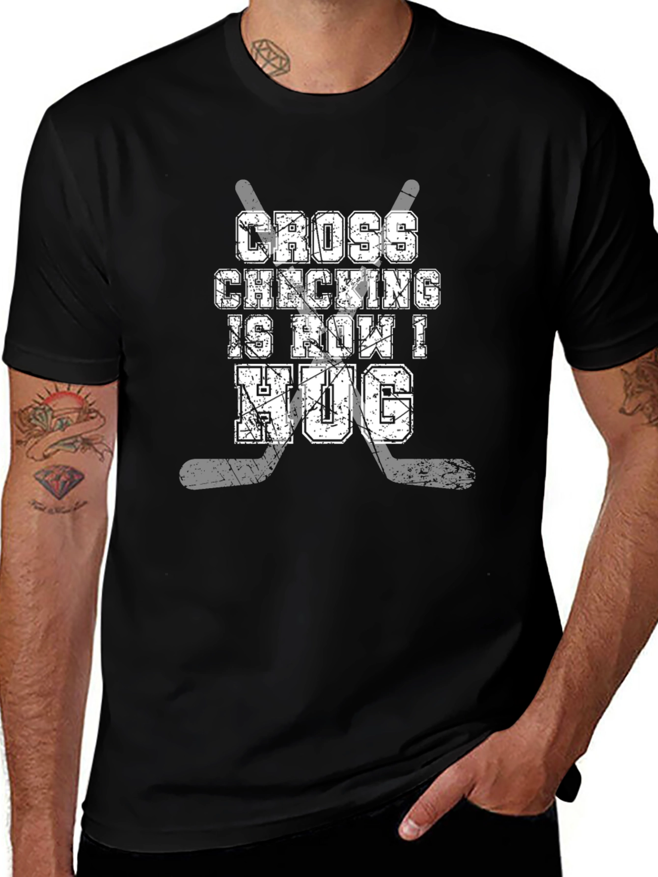 Cross Checking is How I Hug Hockey T-Shirt