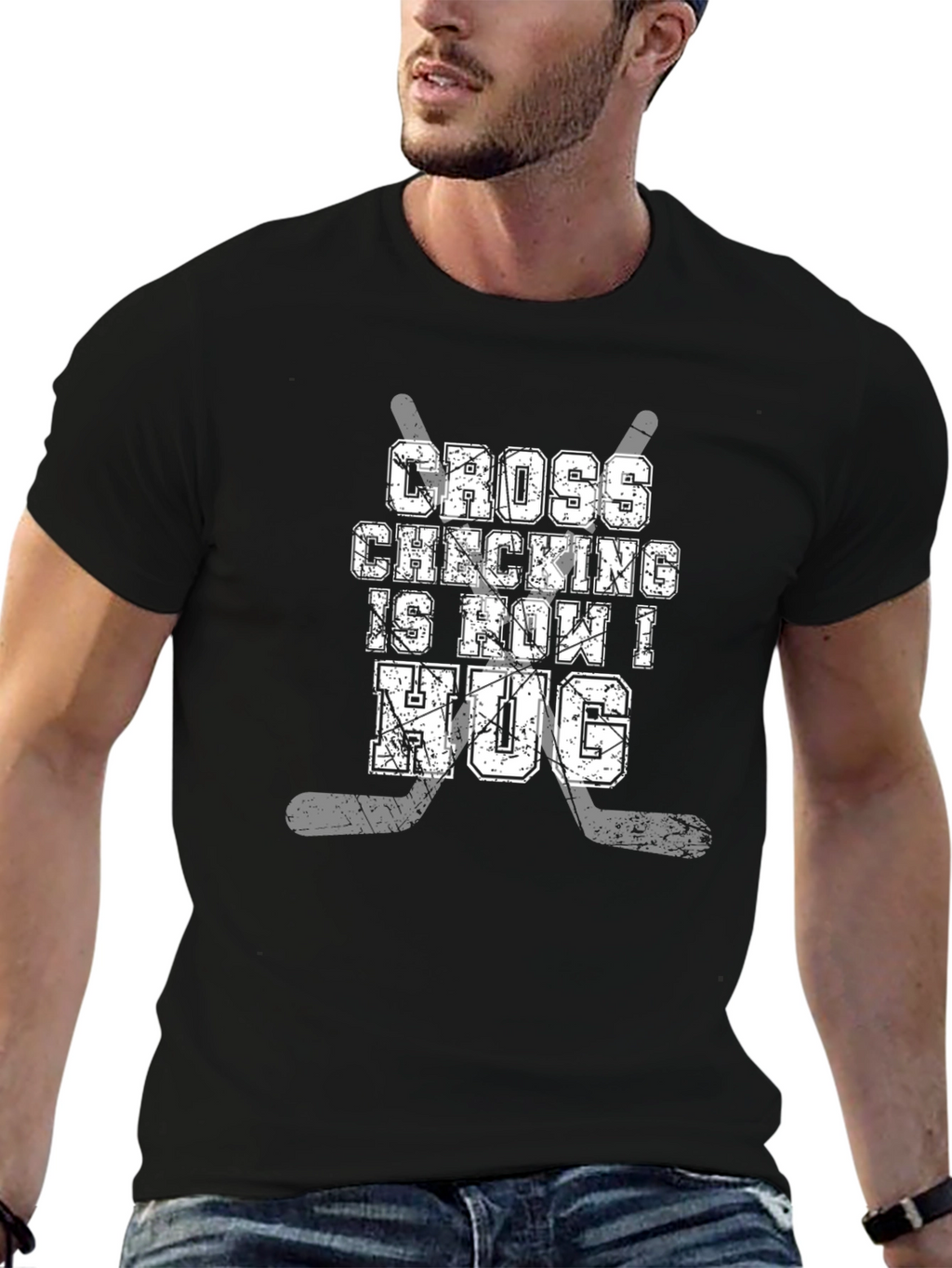 Cross Checking is How I Hug Hockey T-Shirt