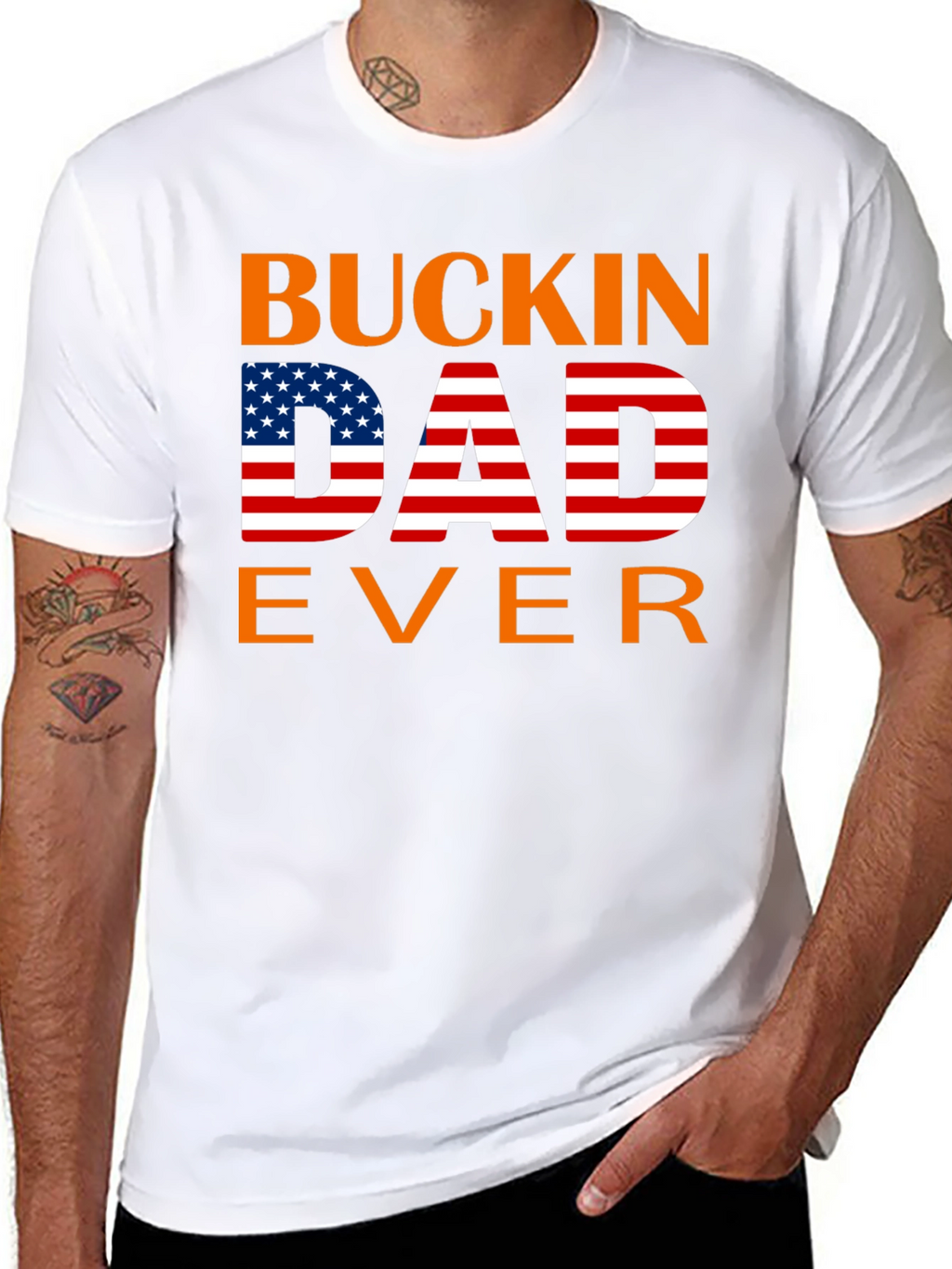 Buckin Dad Ever American Flag T-Shirt