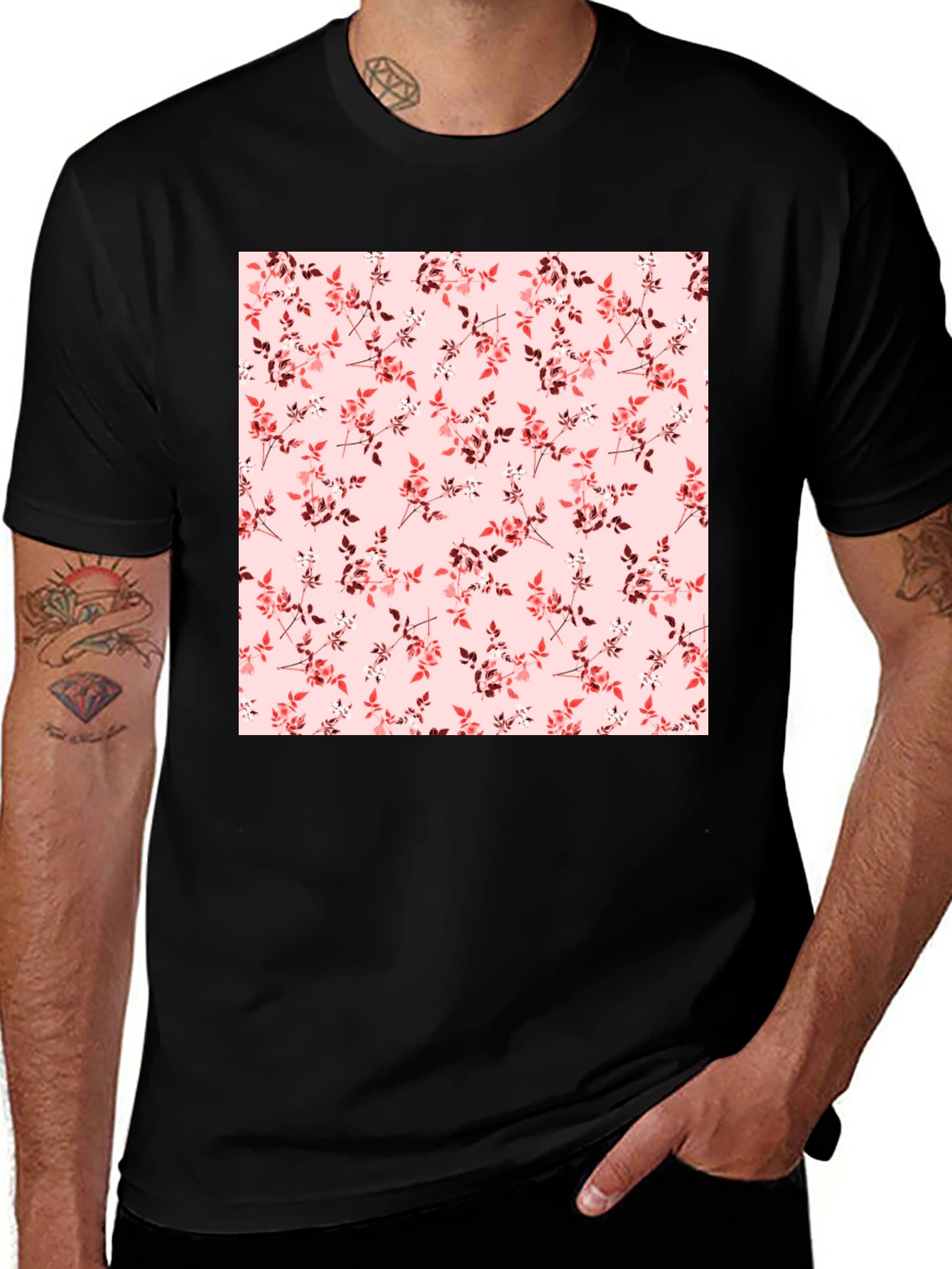 Floral Print Crew Neck Tee - Stylish Casual Wear