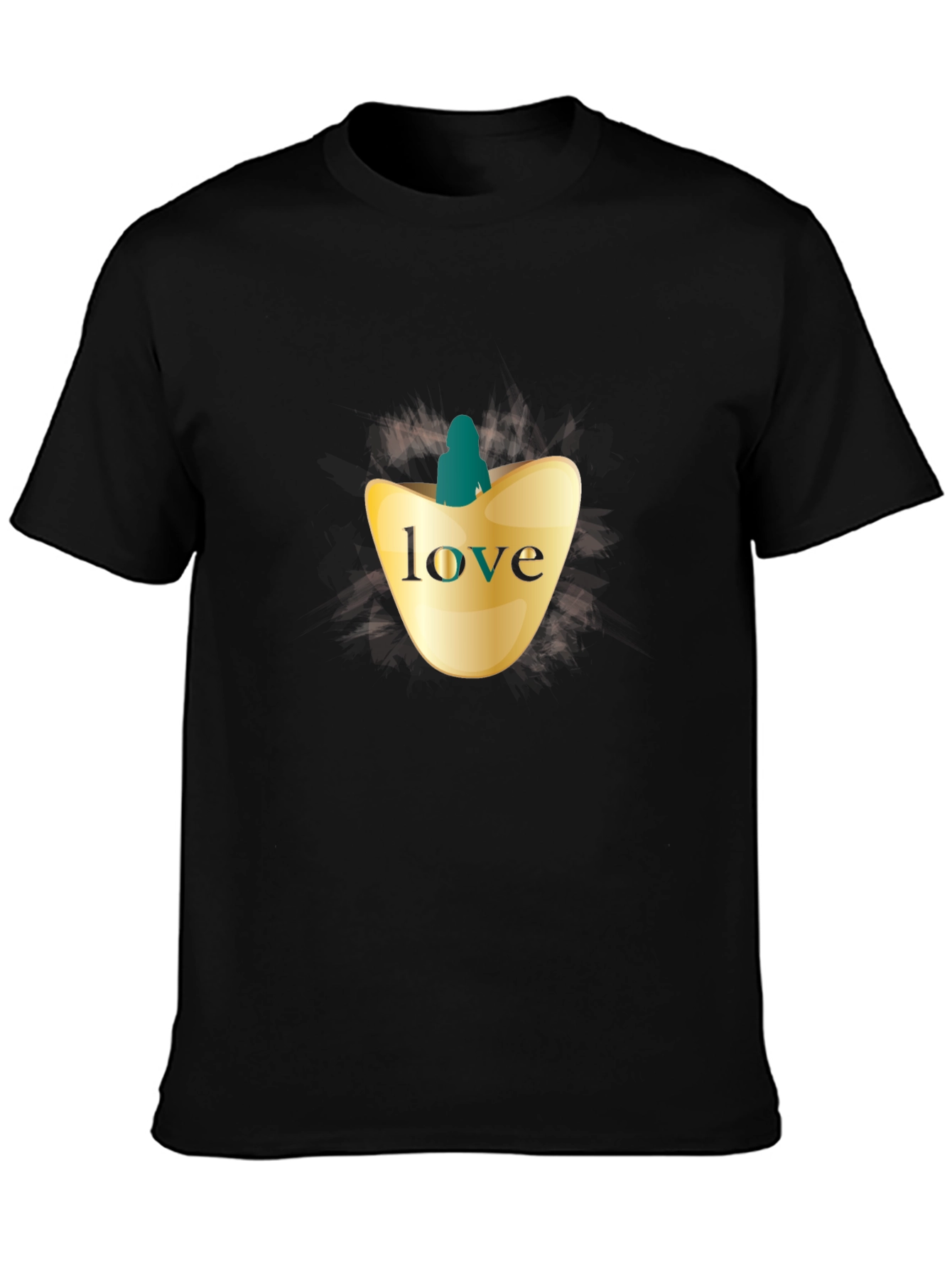 Love Perfume Bottle Graphic T-Shirt - Stylish Black Tee