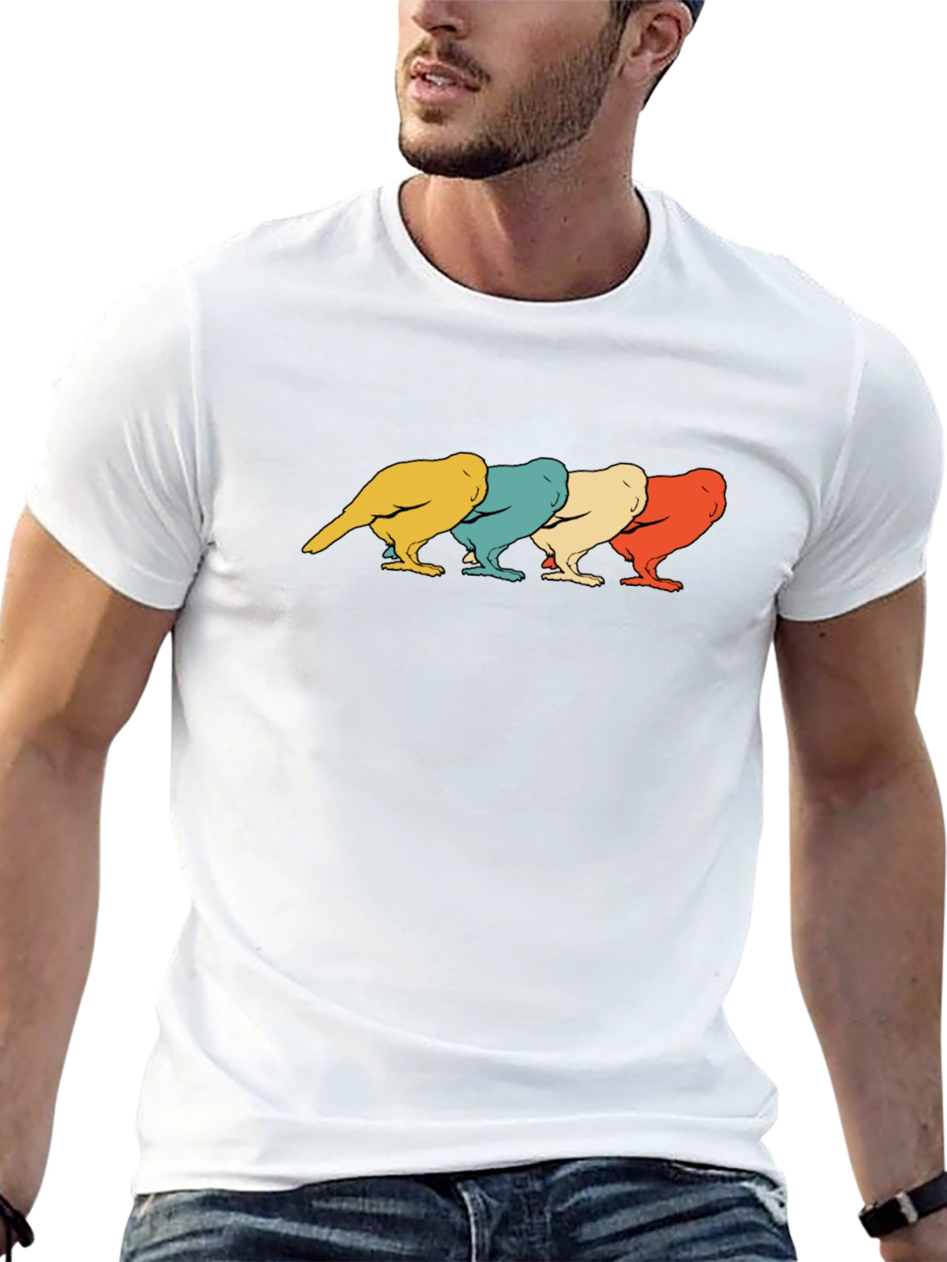 Retro Bird Graphic T-Shirt - Mens Black Tee
