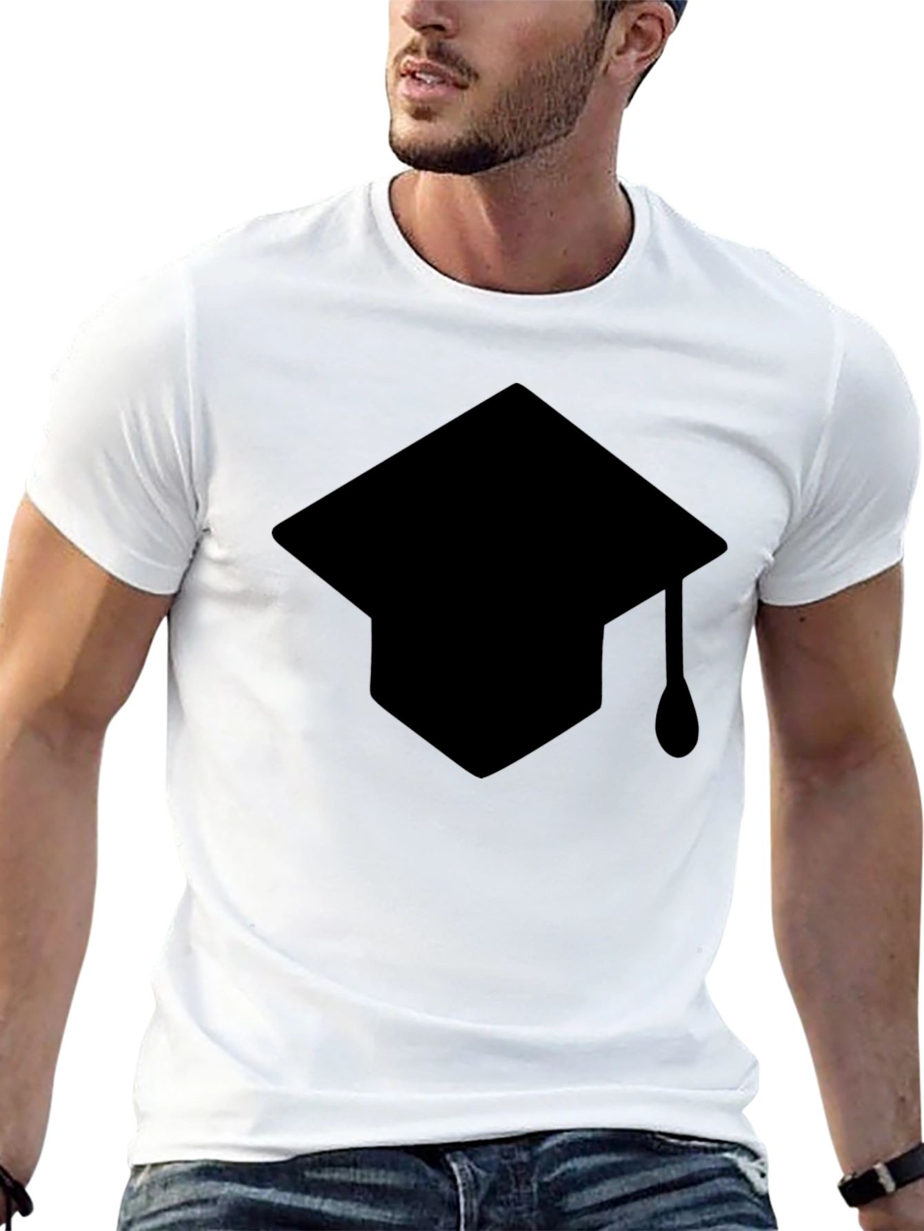 Graduation Cap Graphic T-Shirt - Black