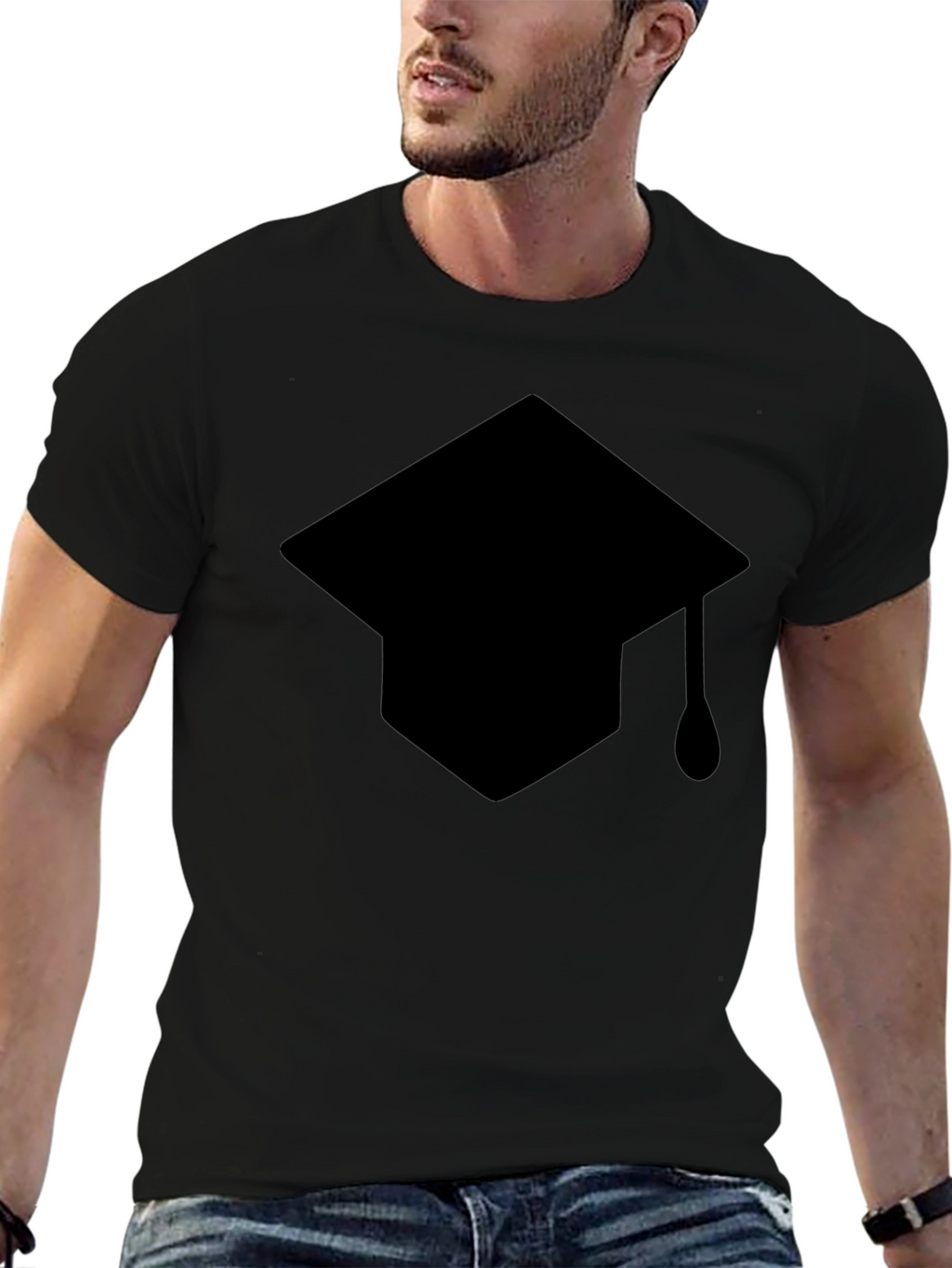 Graduation Cap Graphic T-Shirt - Black