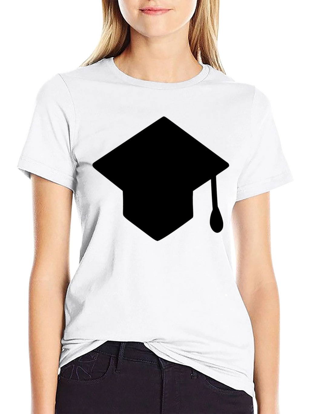 Graduation Cap Graphic T-Shirt - Black
