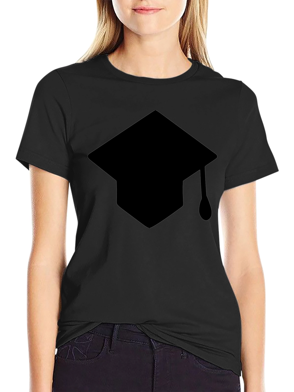 Graduation Cap Graphic T-Shirt - Black