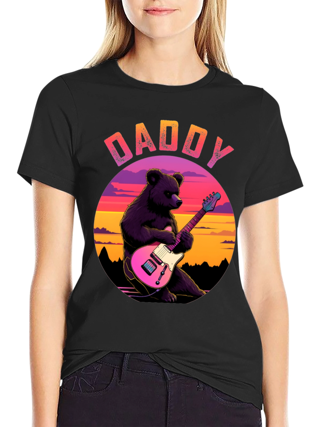 Daddy Bear Guitar T-Shirt - Cool Musician Dad Tee