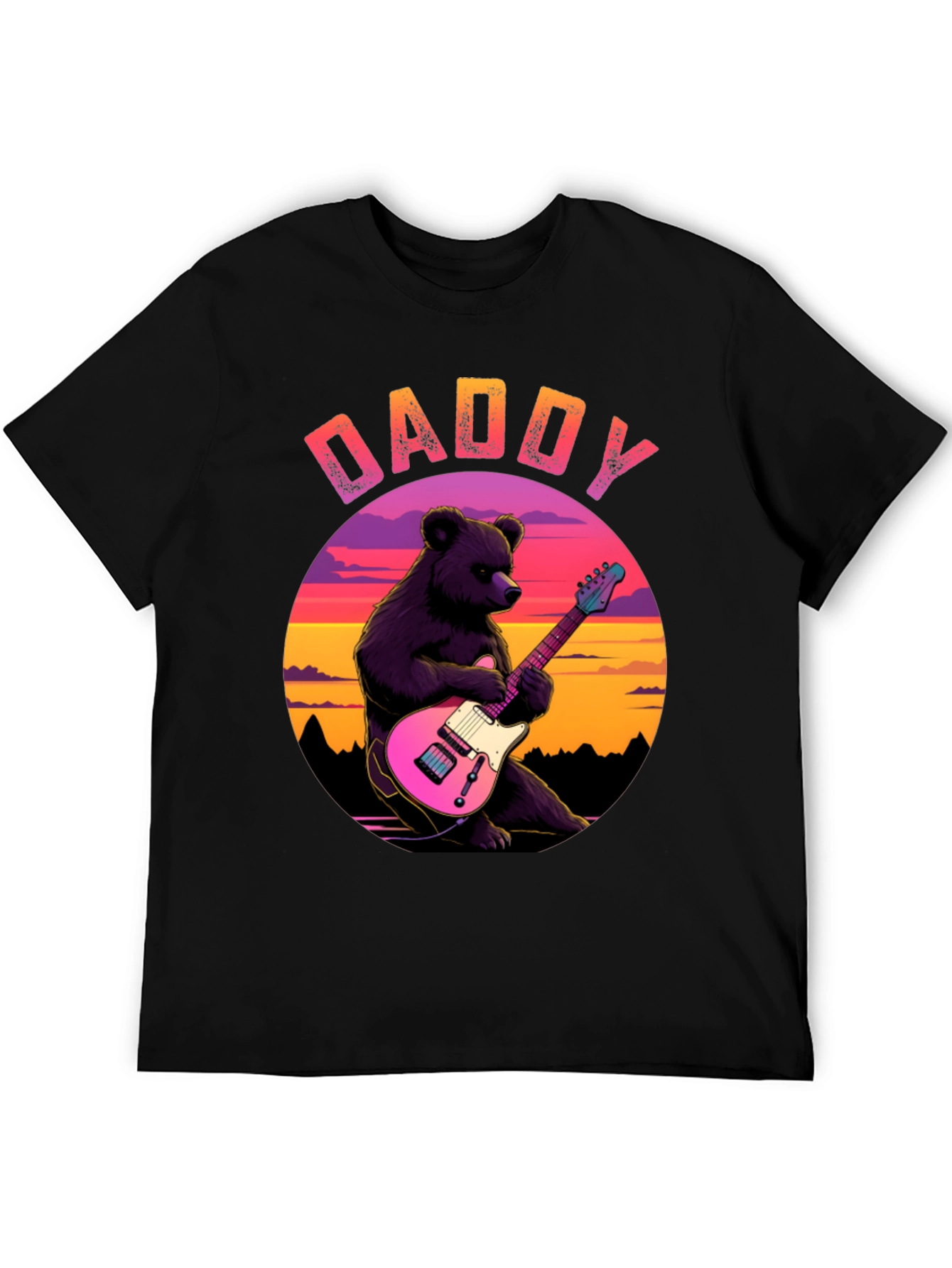 Daddy Bear Guitar T-Shirt - Cool Musician Dad Tee