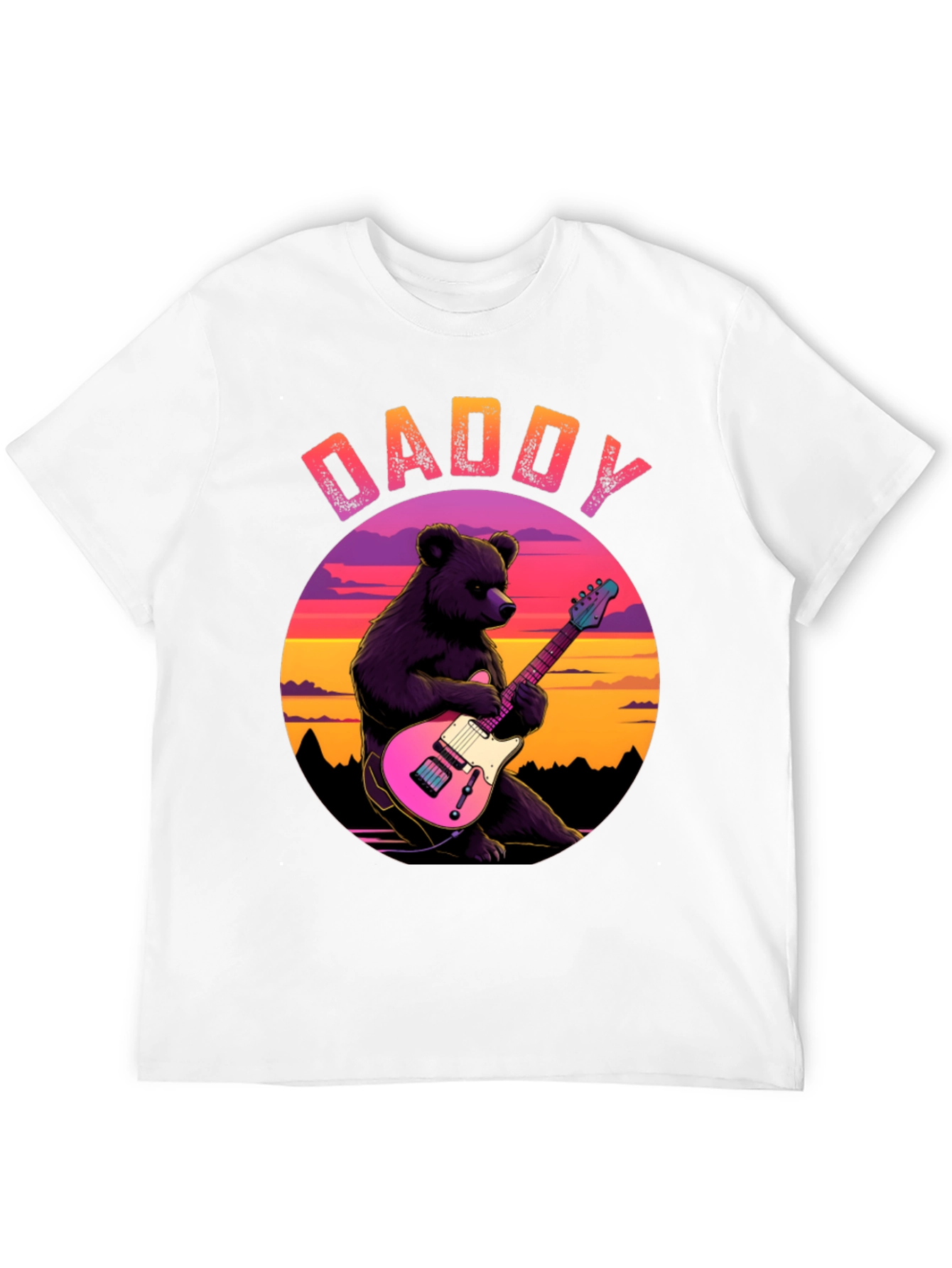 Daddy Bear Guitar T-Shirt - Cool Musician Dad Tee