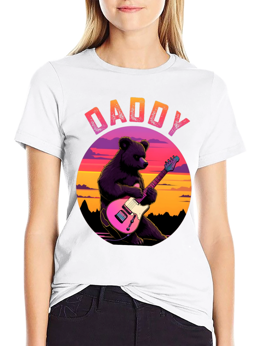 Daddy Bear Guitar T-Shirt - Cool Musician Dad Tee