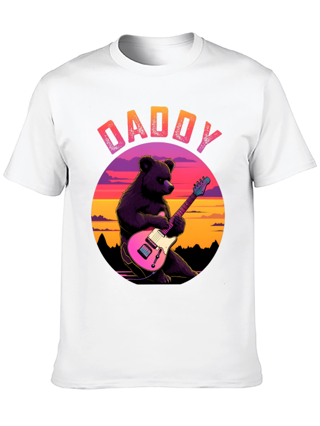 Daddy Bear Guitar T-Shirt - Cool Musician Dad Tee