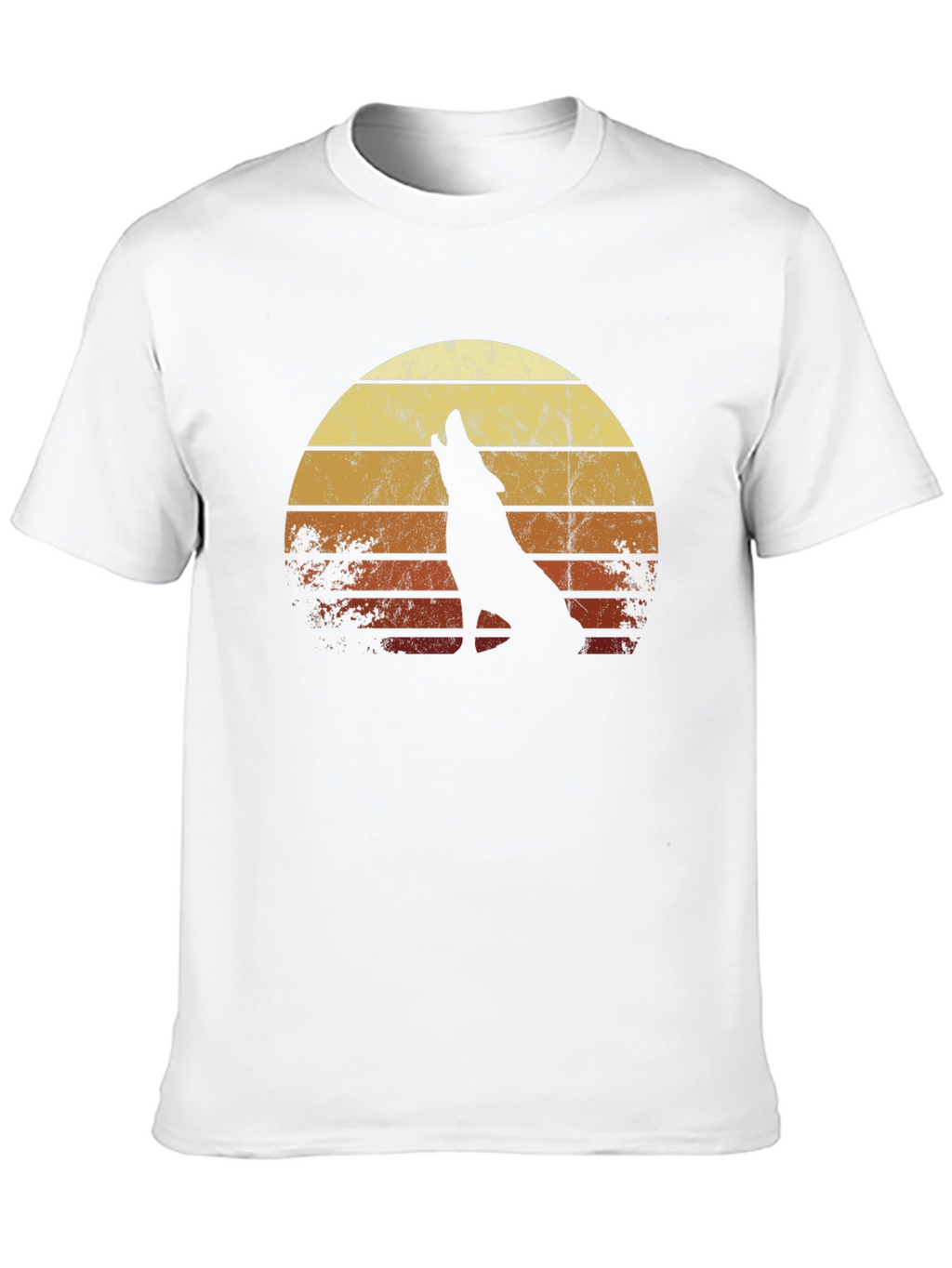 Retro Wolf Sunset Graphic Tee - Black