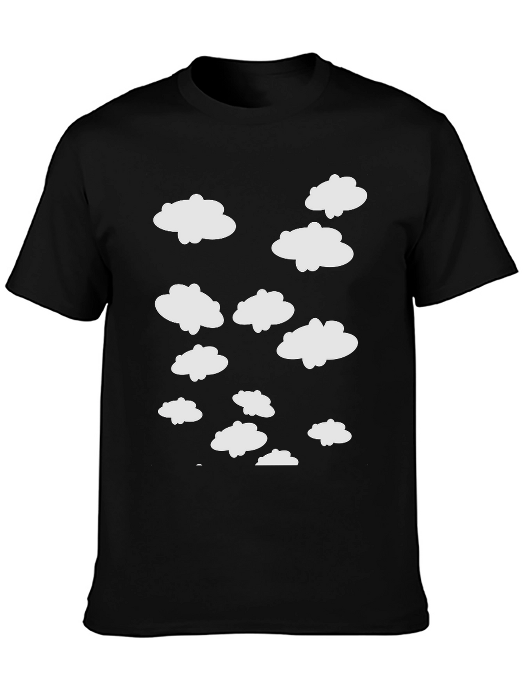 Cloud Pattern Crew Neck T-Shirt - Black