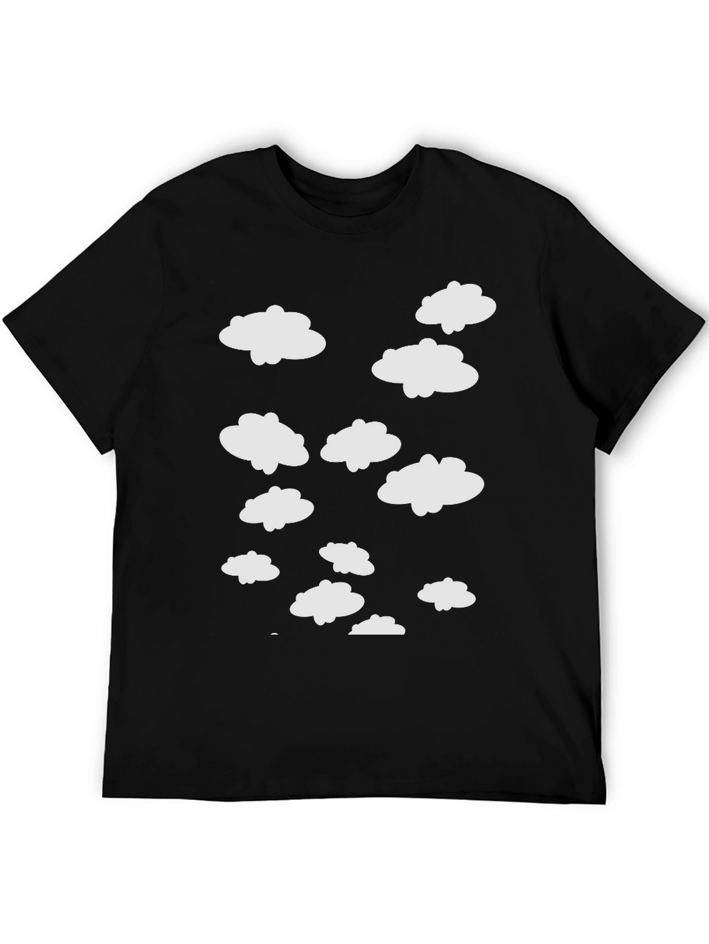 Cloud Pattern Crew Neck T-Shirt - Black