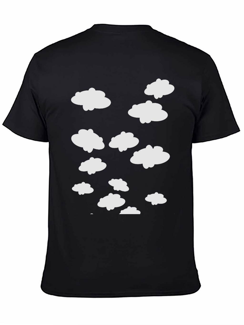 Cloud Pattern Crew Neck T-Shirt - Black