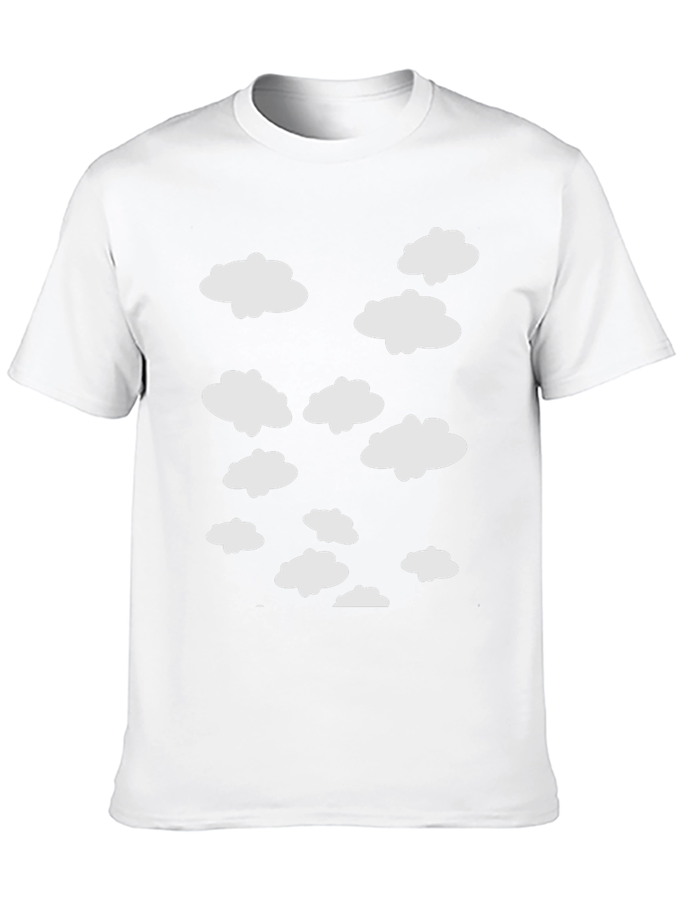 Cloud Pattern Crew Neck T-Shirt - Black