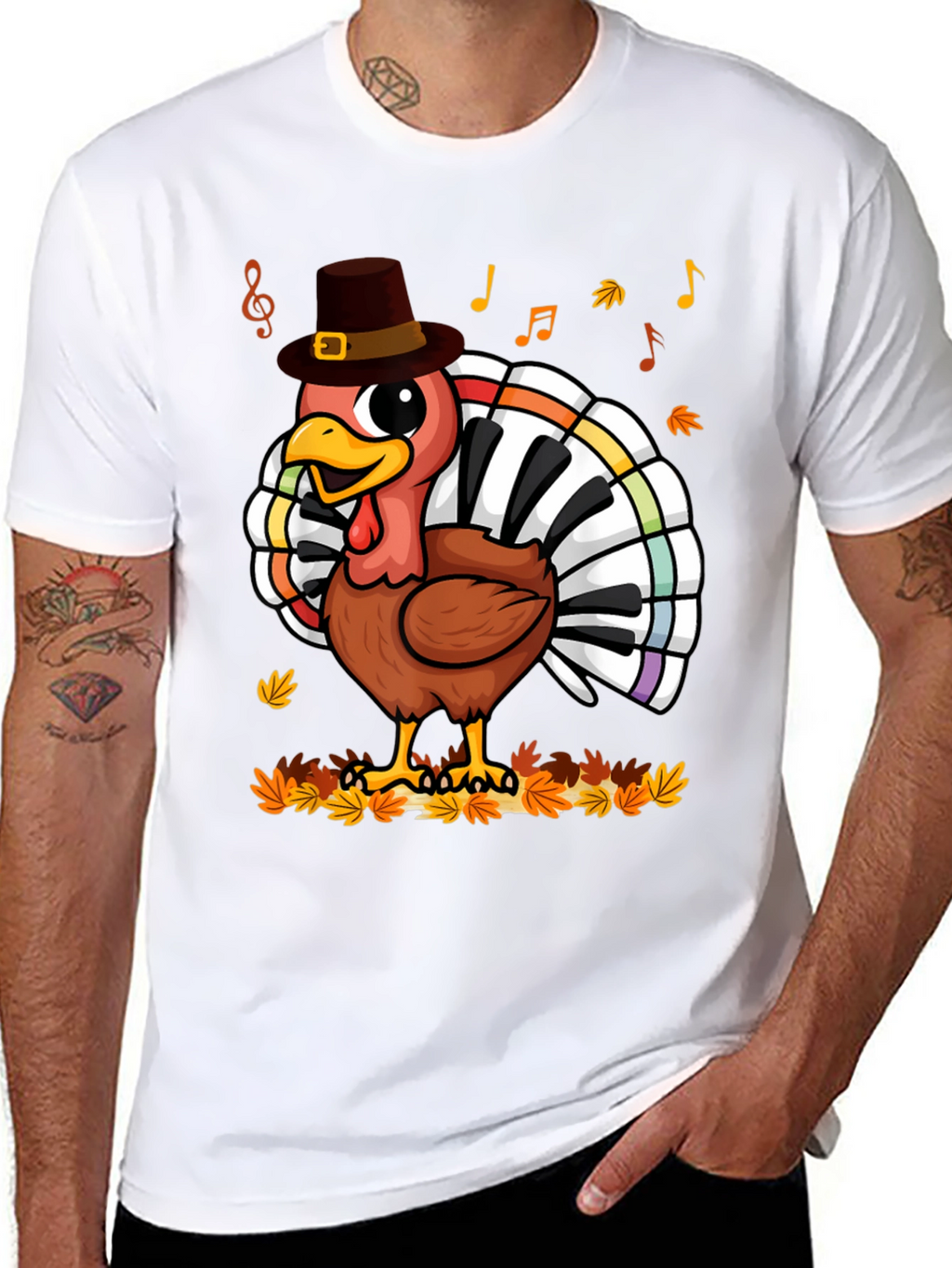 Thanksgiving Turkey Piano Keyboard T-Shirt
