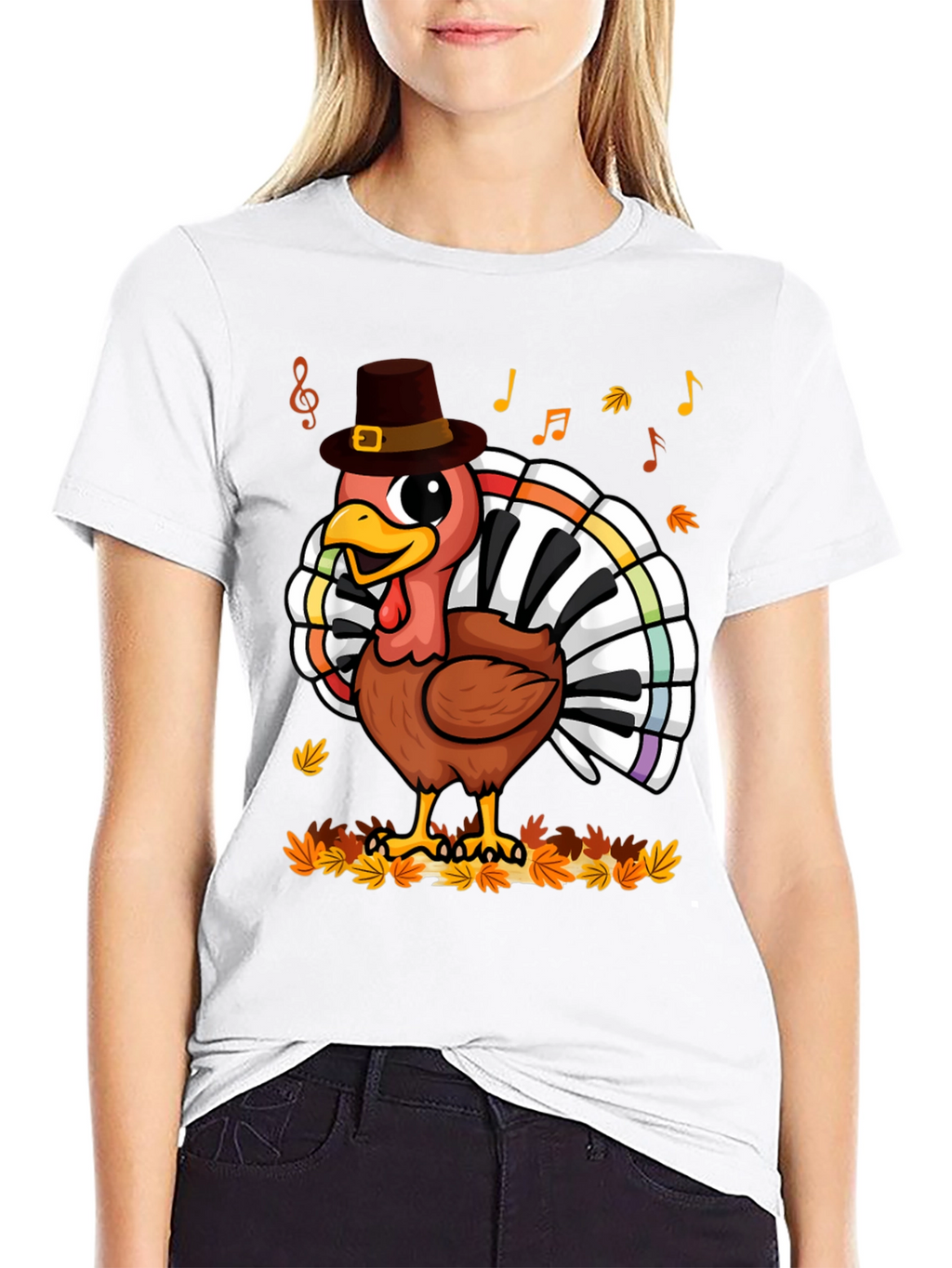 Thanksgiving Turkey Piano Keyboard T-Shirt