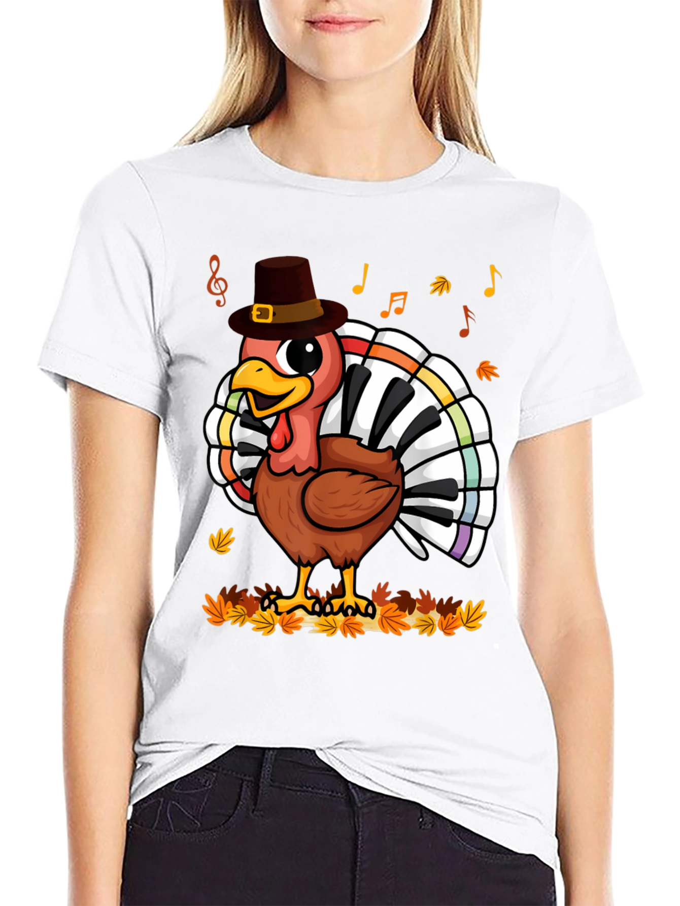 Thanksgiving Turkey Piano Keyboard T-Shirt