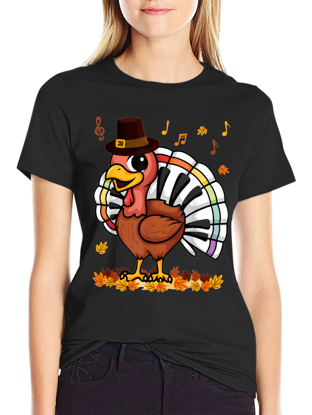 Thanksgiving Turkey Piano Keyboard T-Shirt