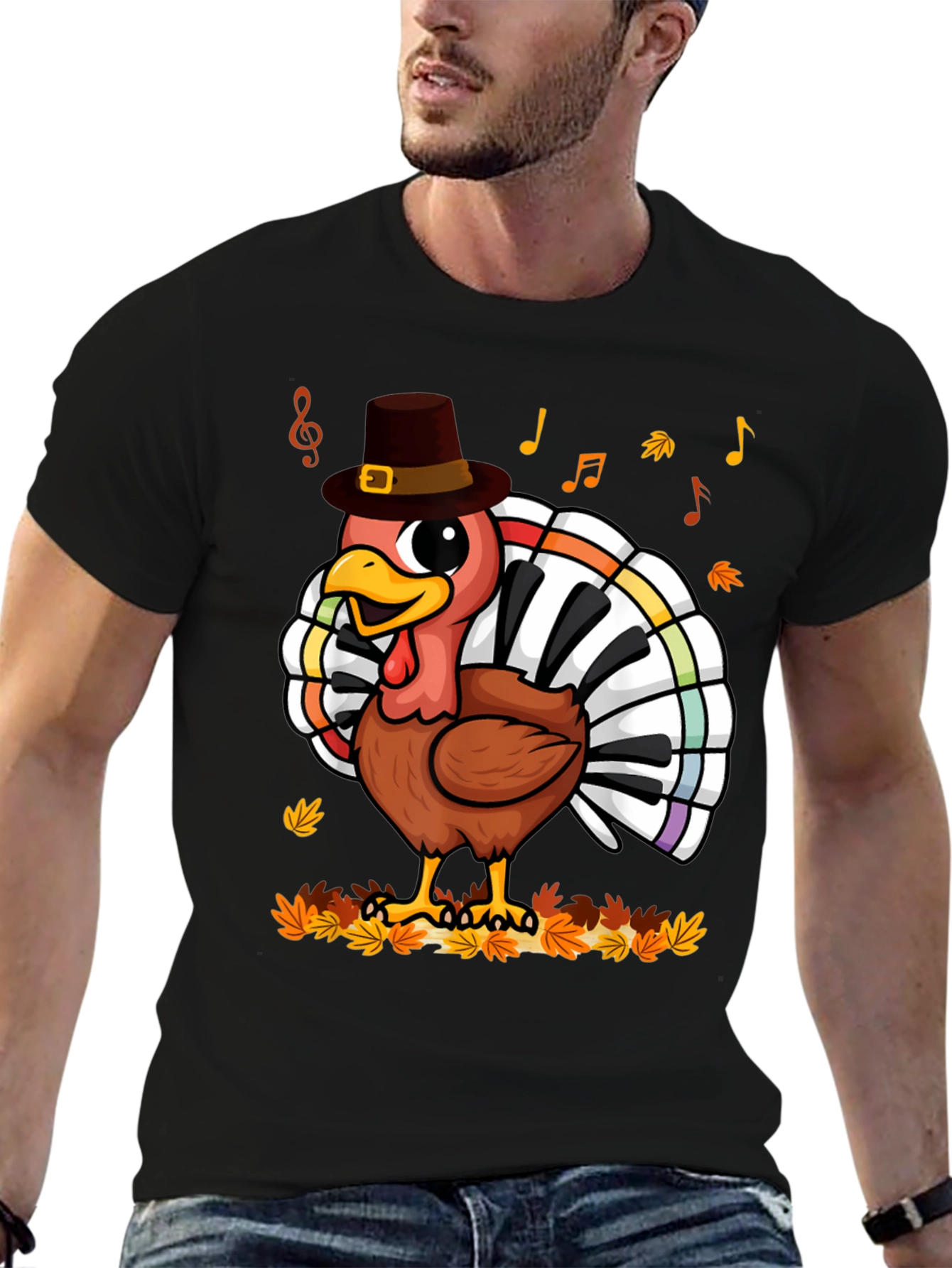 Thanksgiving Turkey Piano Keyboard T-Shirt