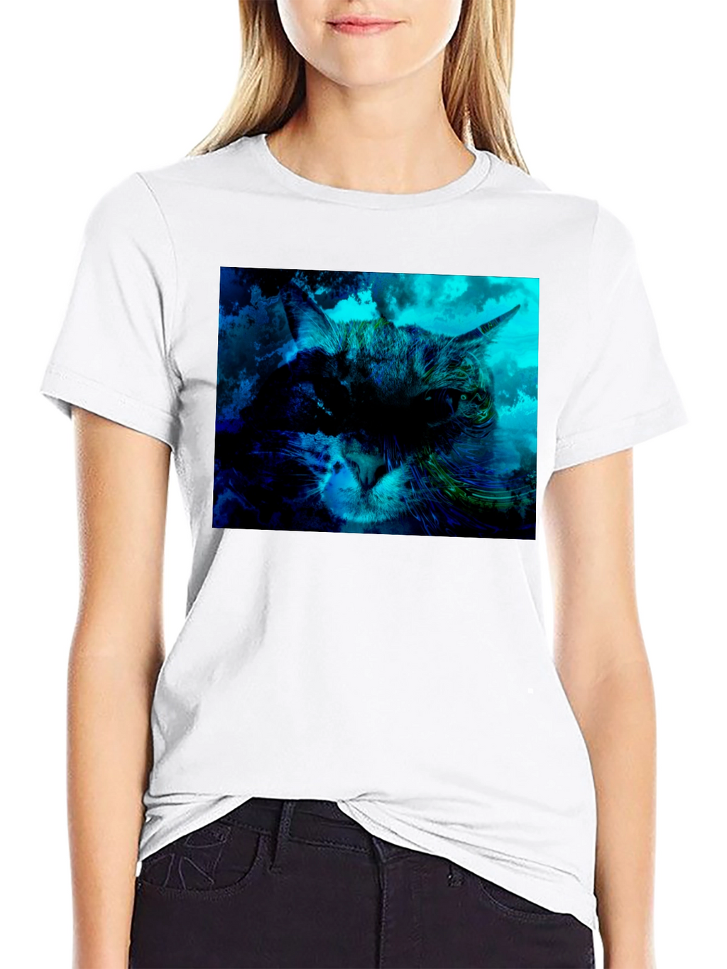 Cat Graphic T-Shirt - Black