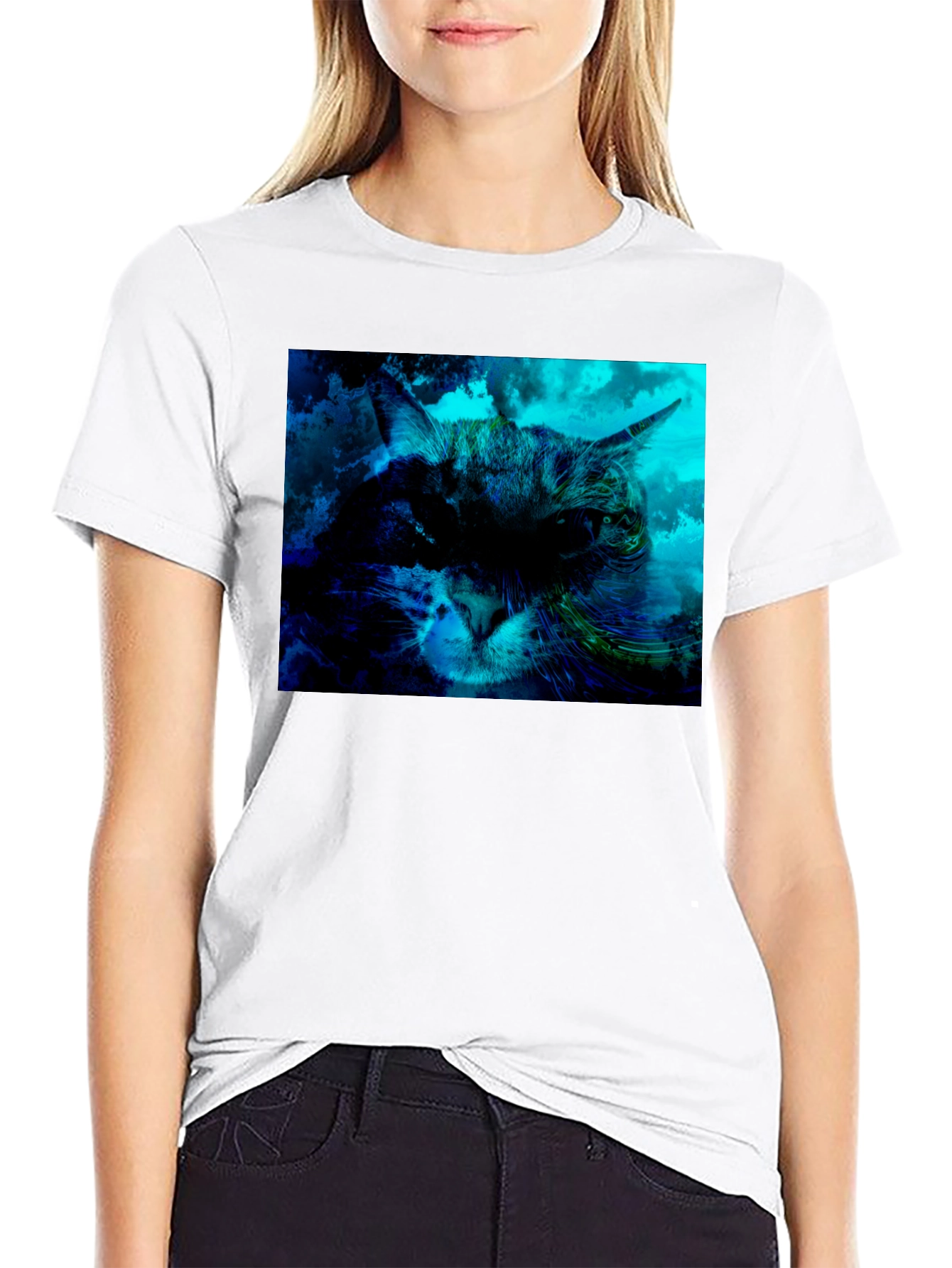 Cat Graphic T-Shirt - Black